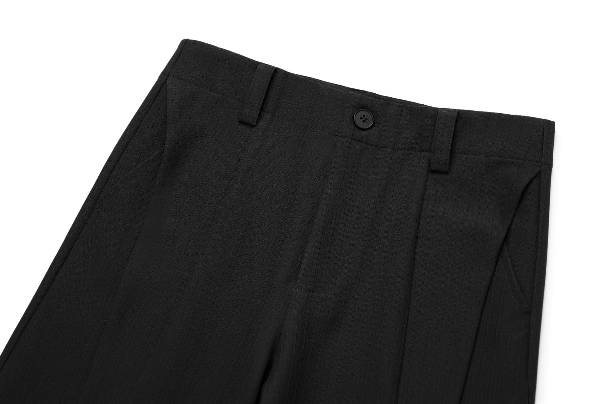 OKAYTHXBYE Pinstripe Twin Front Pleats Wide-Leg Pants, premium urban and streetwear designers apparel on PROJECTISR.com, OKAYTHXBYE