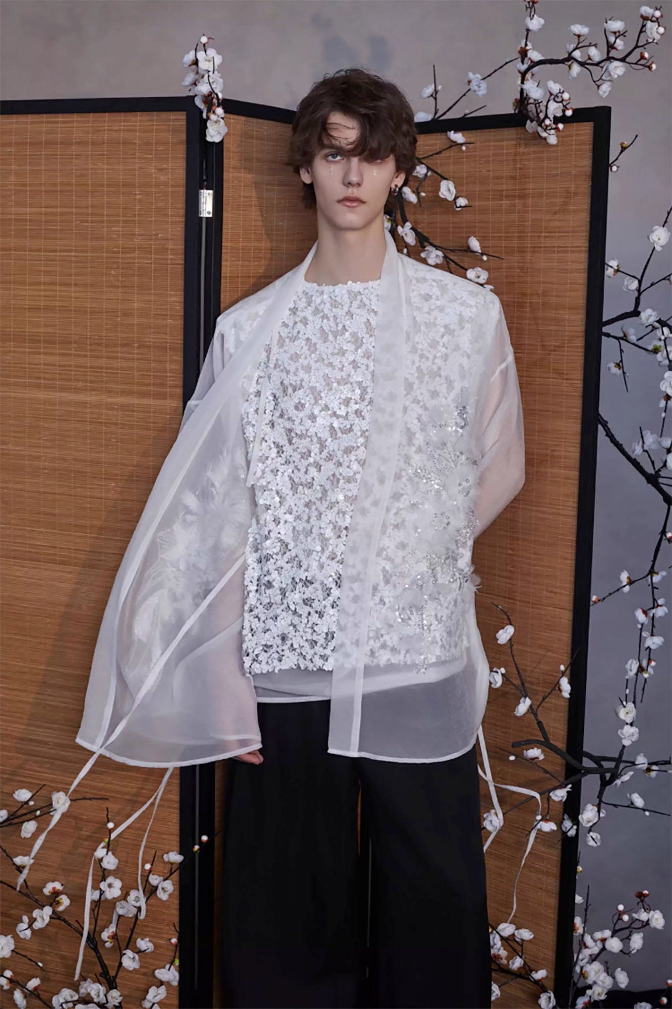 JIECHI Feathered Sequin Sheer Kimono Jacket, premium urban and streetwear designers apparel on PROJECTISR.com, JIECHI