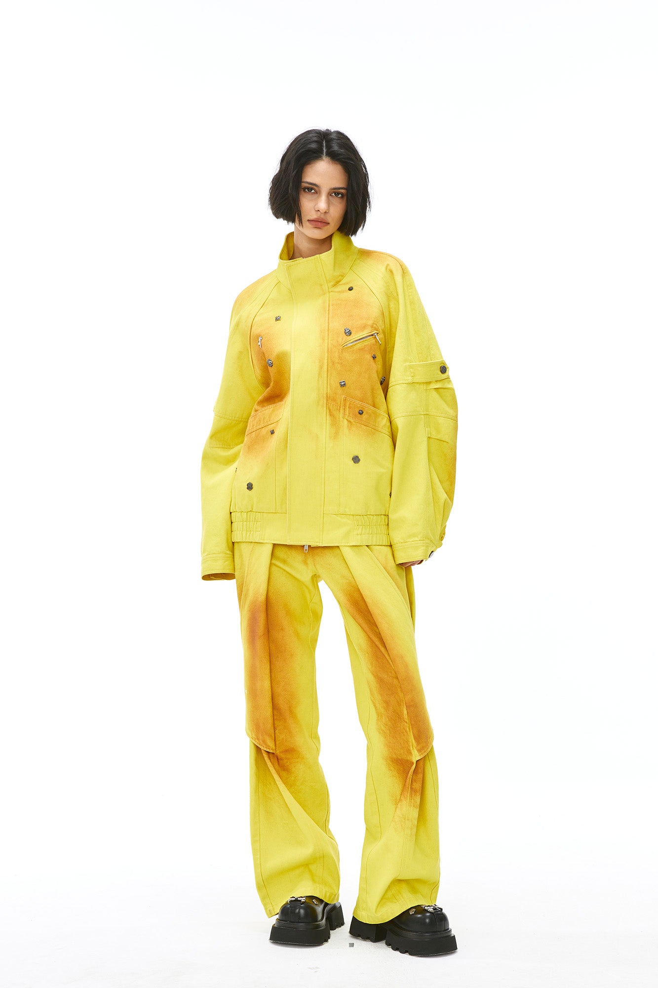 VANN VALRENCE Studded Gradient Stand Collar Oversized Jacket, premium urban and streetwear designers apparel on PROJECTISR.com, VANN VALRENCE