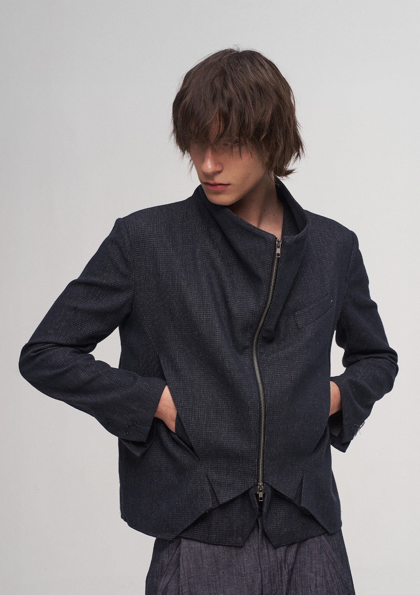 ILNya Nieternite Nifutur Double-Layer Weave Linen Jacket Blue, premium urban and streetwear designers apparel on PROJECTISR.com, ILNya Nieternite Nifutur