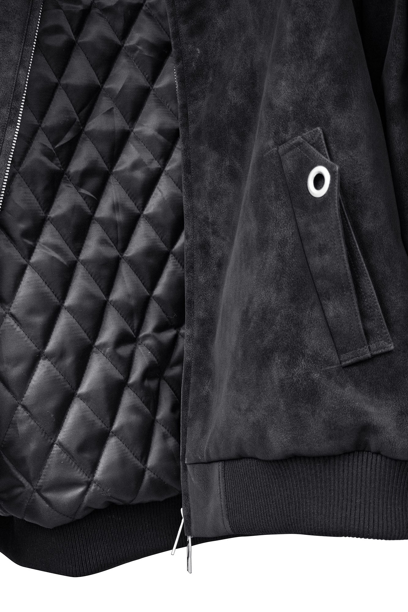 RELABEL Detachable Plush Scarf Hooded Suede Jacket Black, premium urban and streetwear designers apparel on PROJECTISR.com, RELABEL