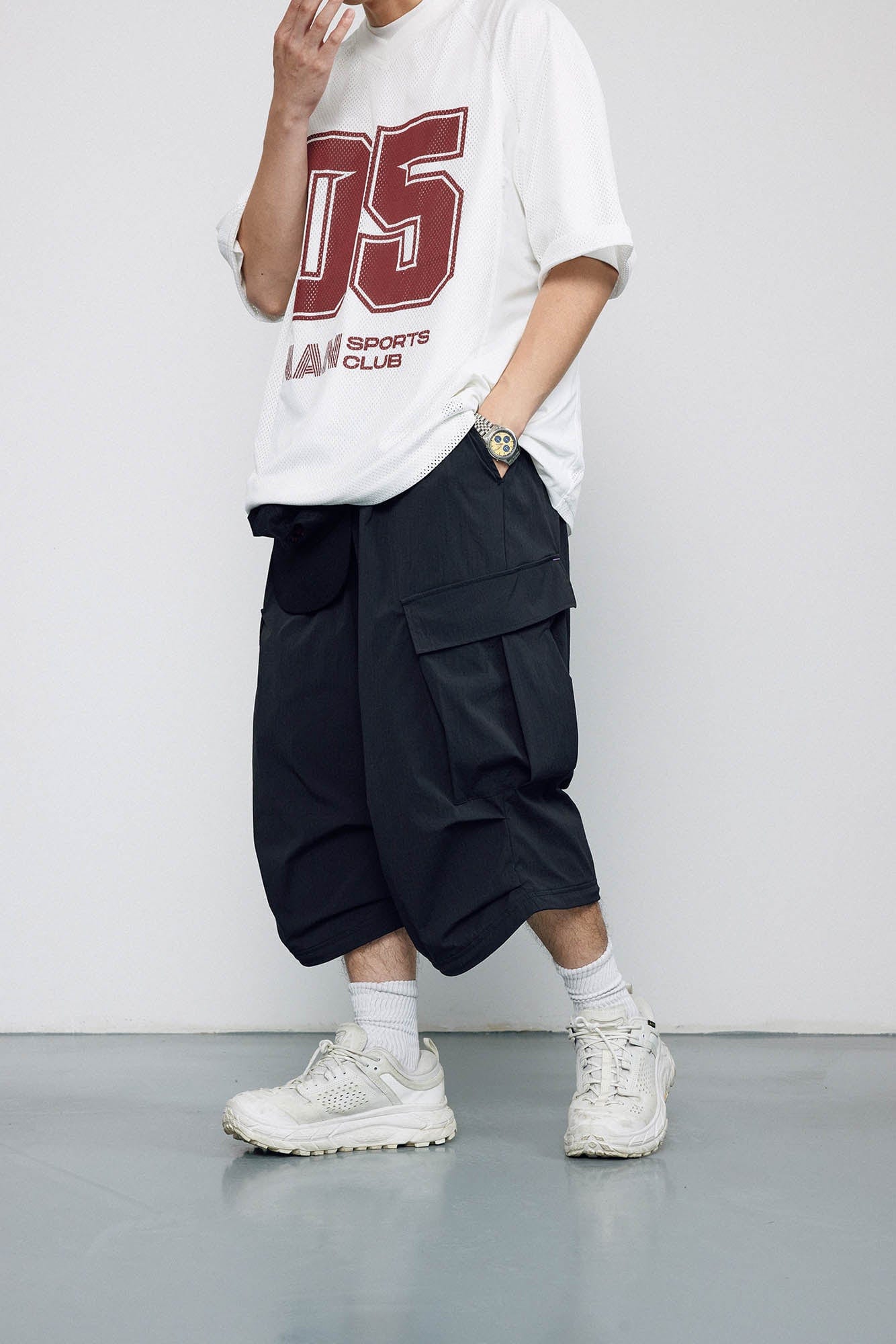 BANANA CLUB Crinkled Multi-Pocket Detachable Cargo Pants, premium urban and streetwear designers apparel on PROJECTISR.com, BANANA CLUB