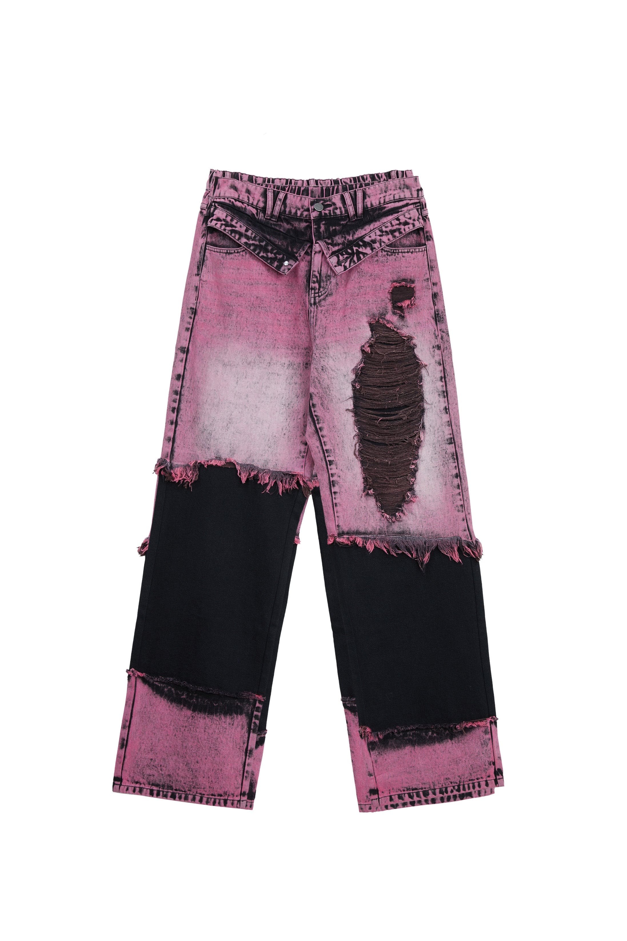 VANN VALRENCE Distressed Panelled Frayed Straight-Leg Jeans, premium urban and streetwear designers apparel on PROJECTISR.com, VANN VALRENCE