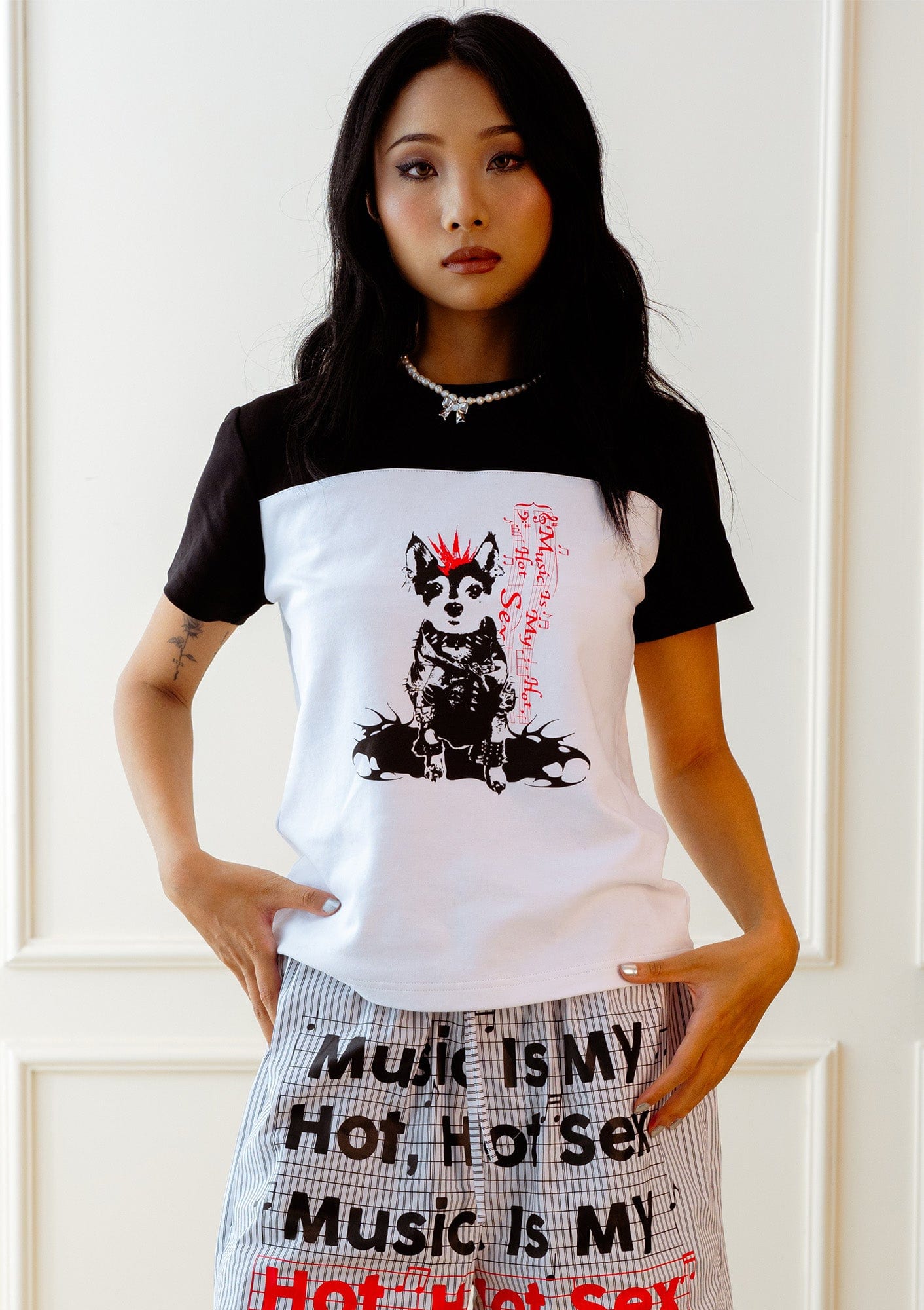 KADAKADA Punk Pup Graphic Spliced T-Shirt, premium urban and streetwear designers apparel on PROJECTISR.com, KADAKADA