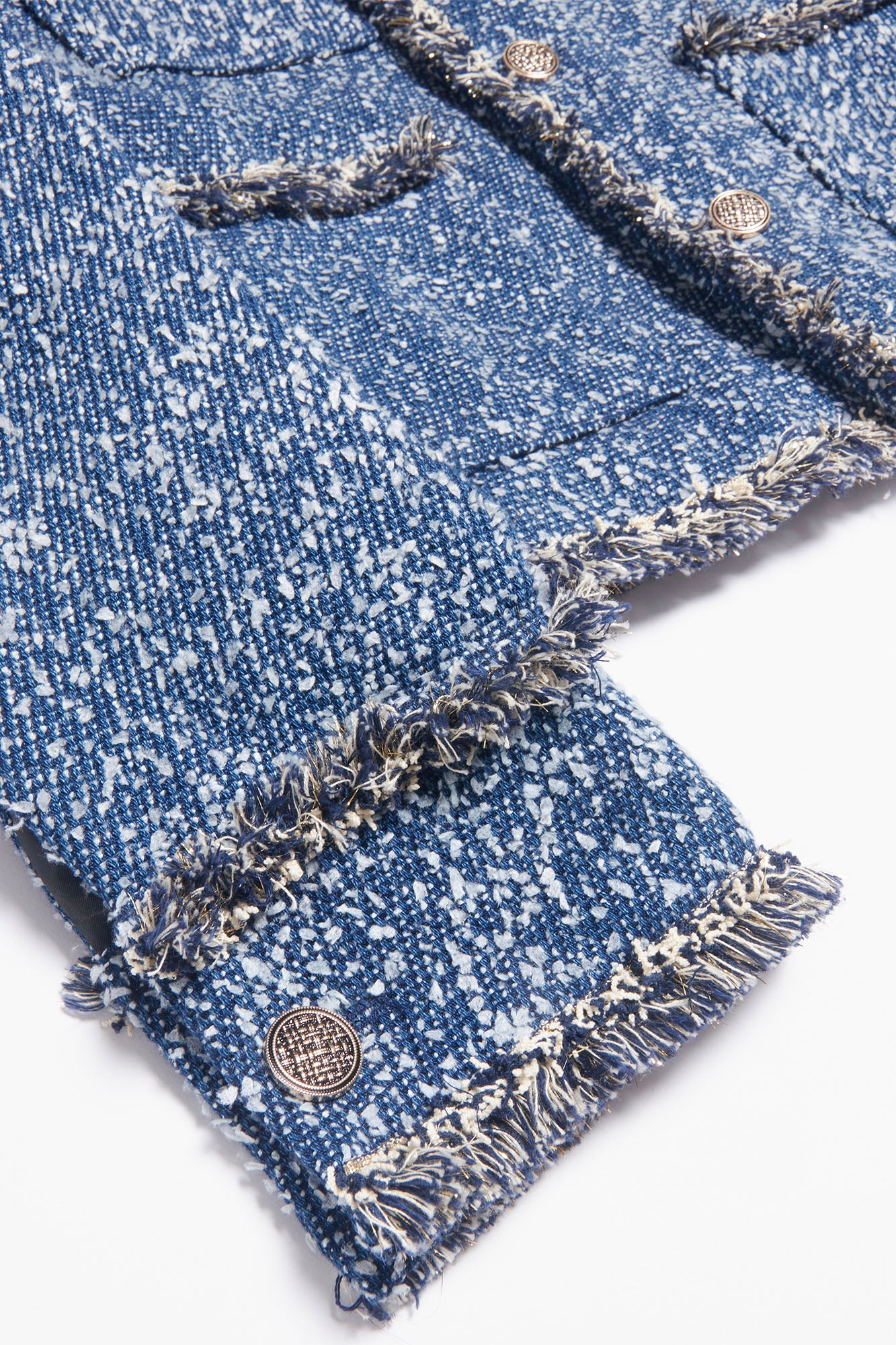 ASSEEN Washed Fringe Tweed Denim Jacket, premium urban and streetwear designers apparel on PROJECTISR.com, ASSEEN