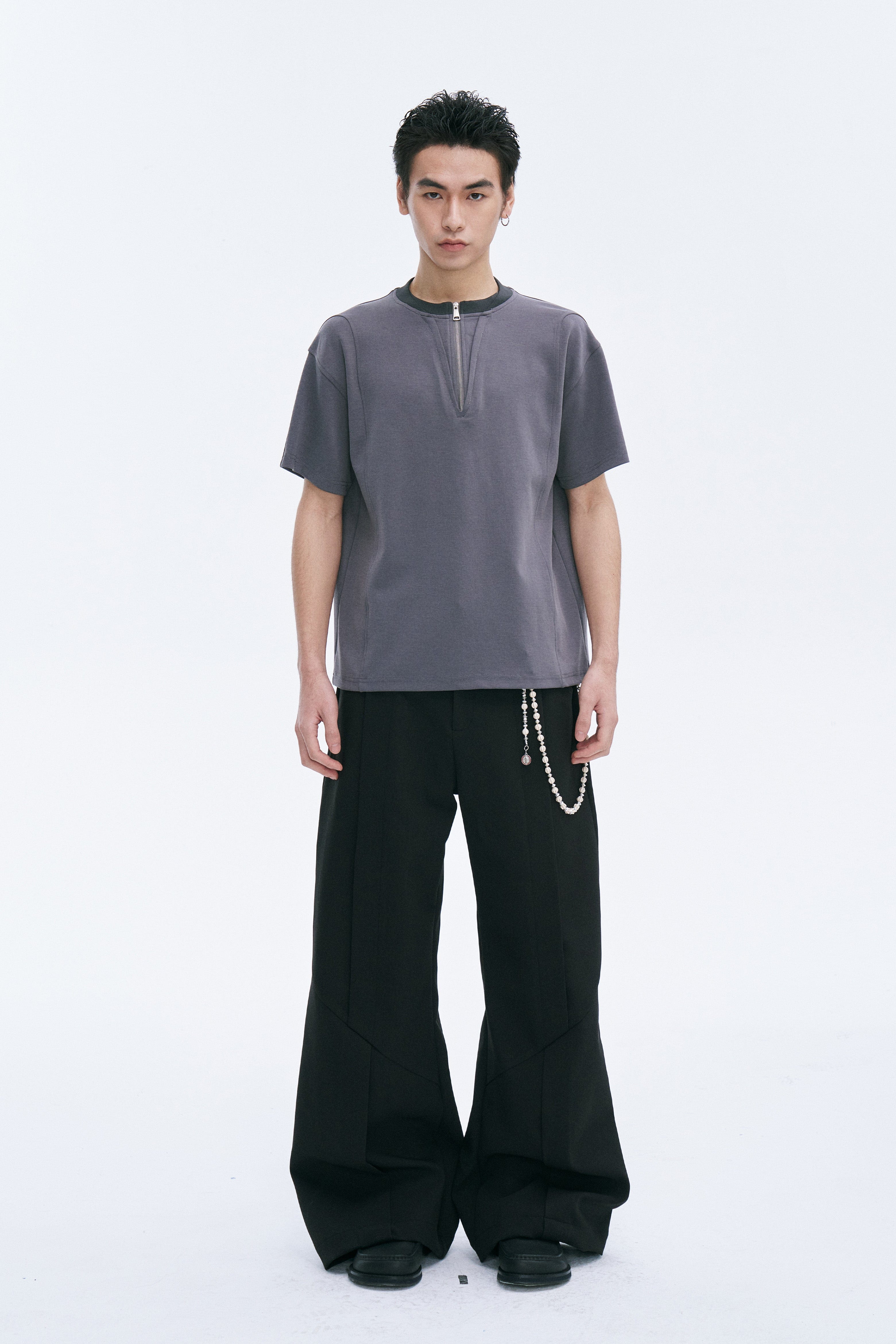 CATSSTAC Cross Spliced Dual-Zip T-Shirt, premium urban and streetwear designers apparel on PROJECTISR.com, CATSSTAC