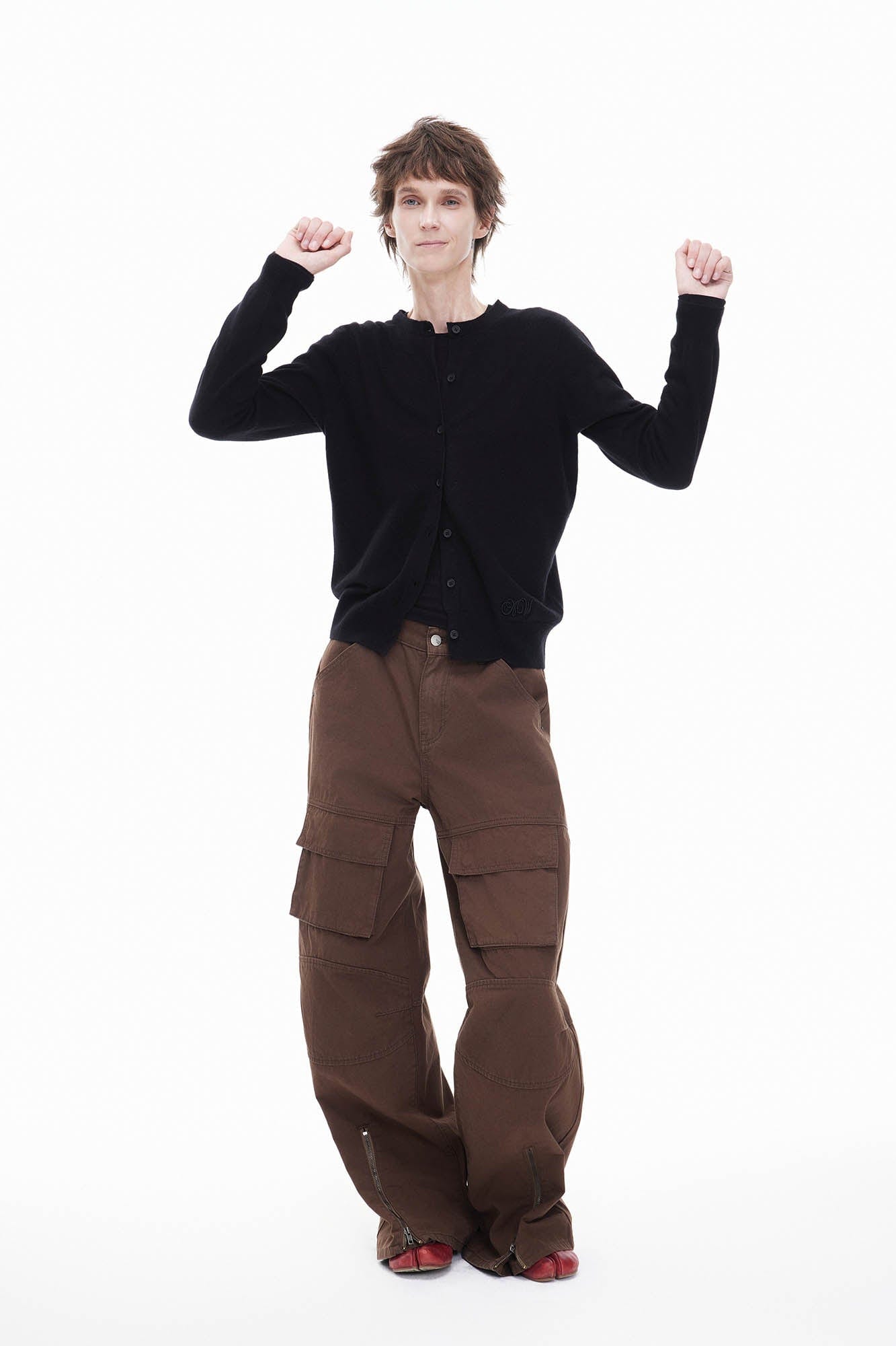 ARTIFICIAL WORLD Zip-Hem Multi-Pocket Wide-Leg Cargo, premium urban and streetwear designers apparel on PROJECTISR.com, ARTIFICIAL WORLD