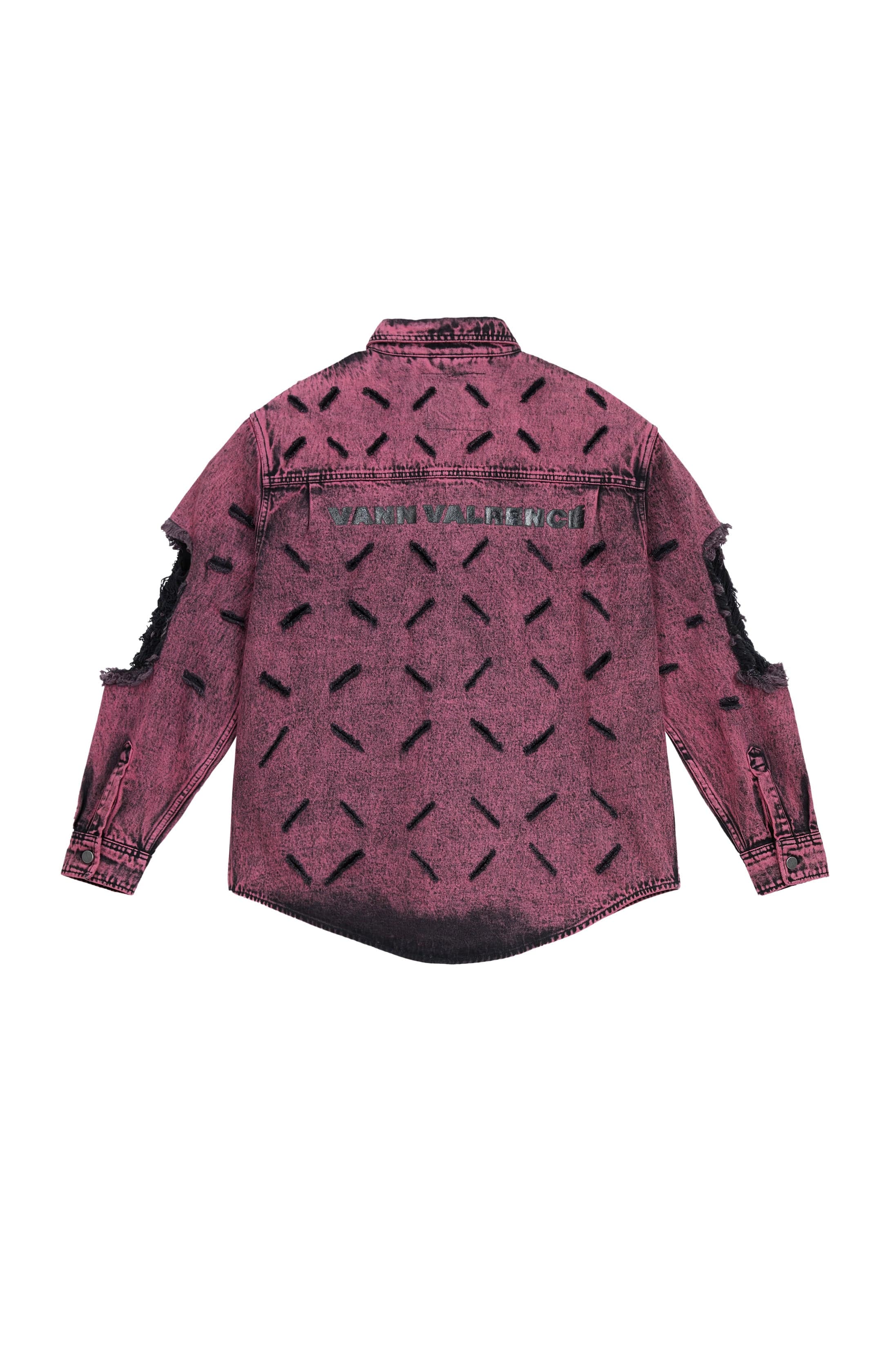 VANN VALRENCE Distressed Frayed Denim Shirt Jacket, premium urban and streetwear designers apparel on PROJECTISR.com, VANN VALRENCE