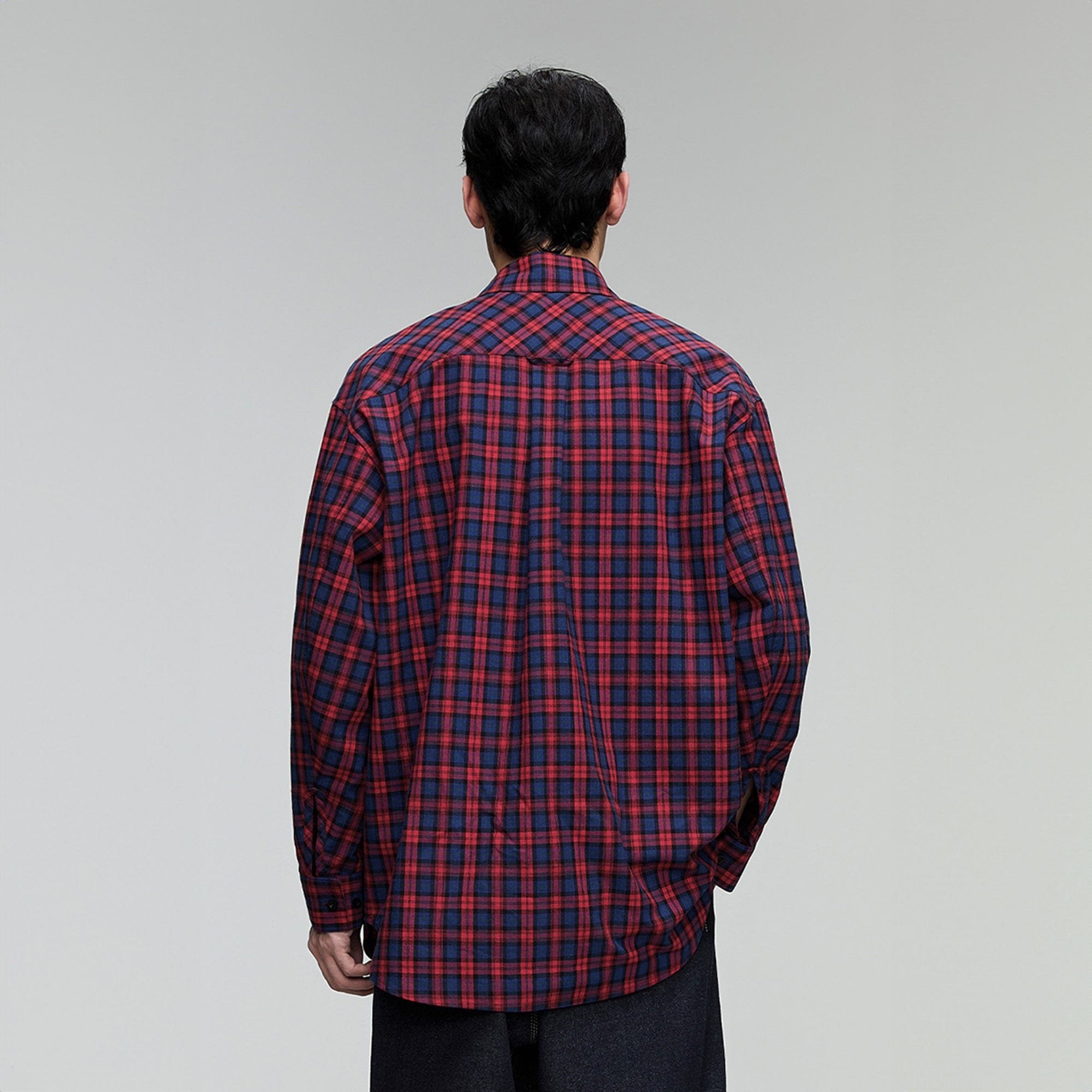 OPICLOTH Plaid Oversized Button-Up Shirt, premium urban and streetwear designers apparel on PROJECTISR.com, OPICLOTH