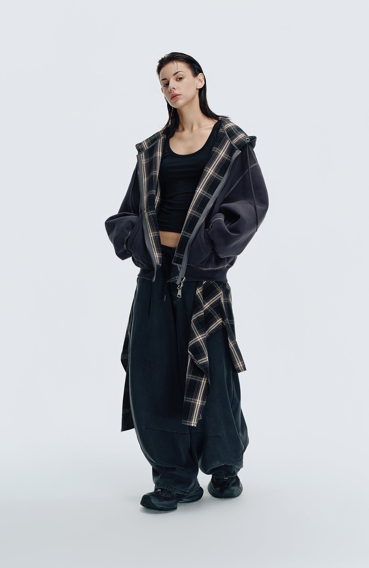 HAHAHA STUDIOS Plaid Reversible Hooded Jacket