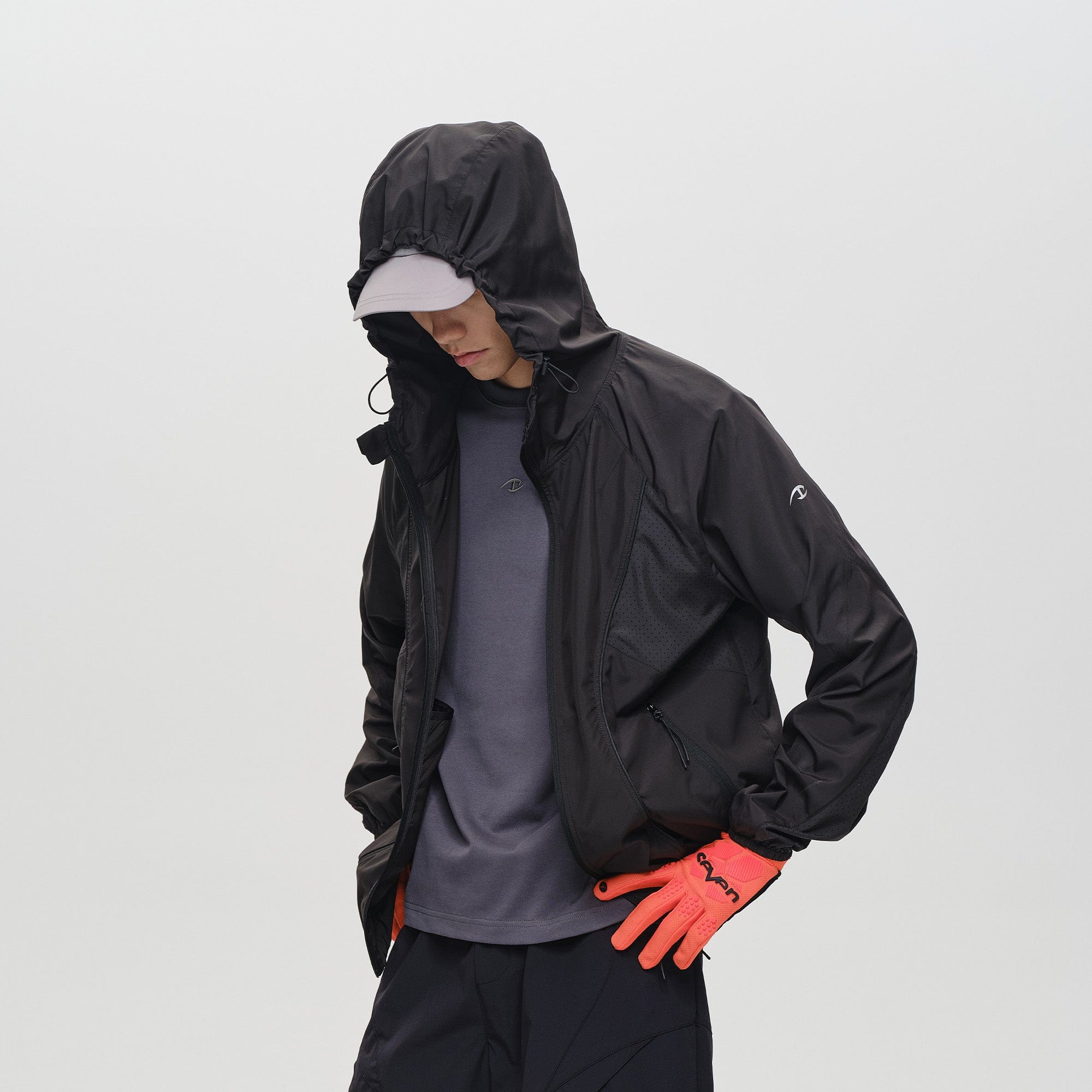 CATSSTAC Spliced Laser-Perforated Waterproof UV Production Hooded Jacket, premium urban and streetwear designers apparel on PROJECTISR.com, CATSSTAC