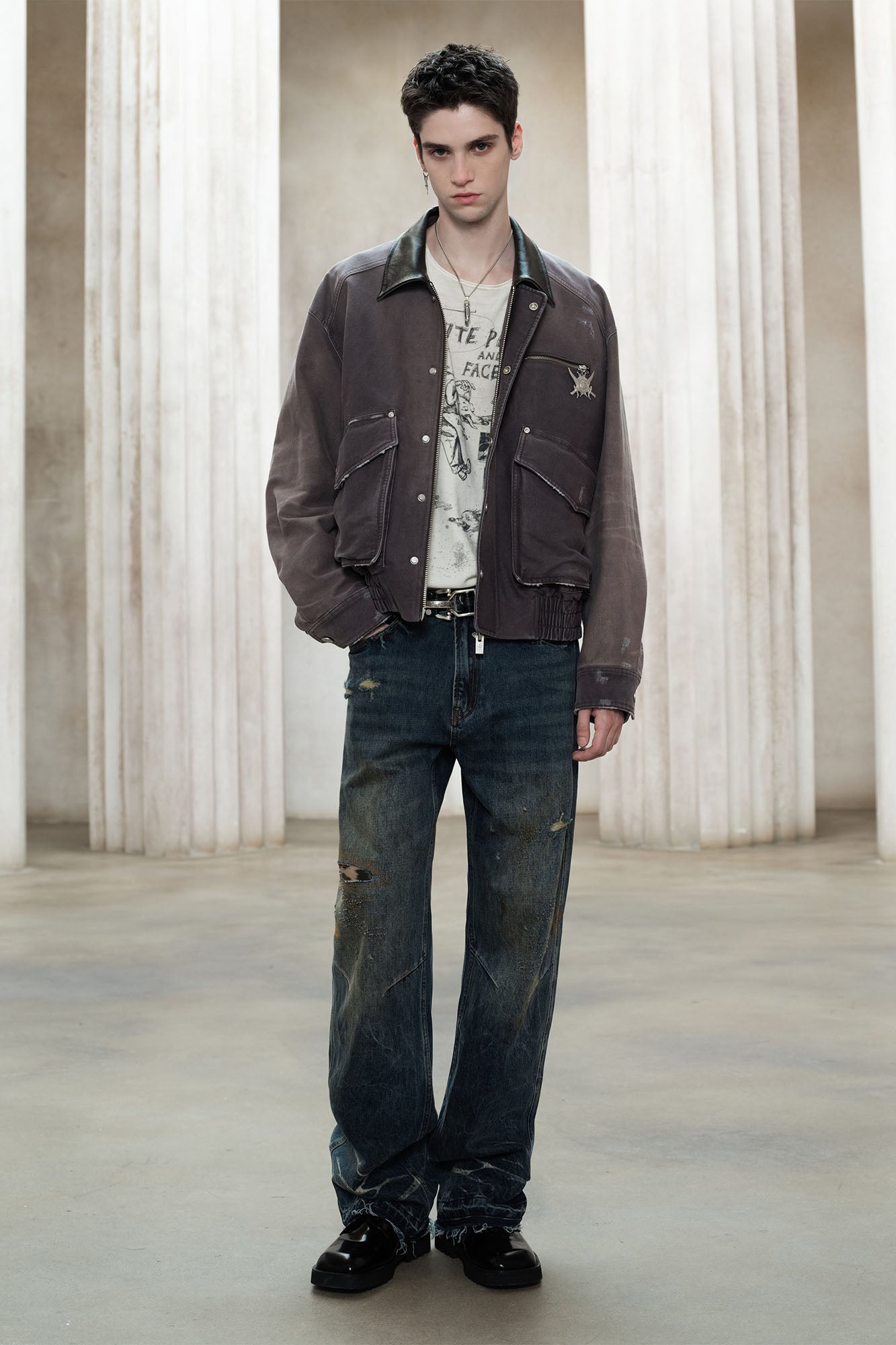 FACEONLAB Washed Gradient Utility Jacket Gray, premium urban and streetwear designers apparel on PROJECTISR.com, FACEONLAB