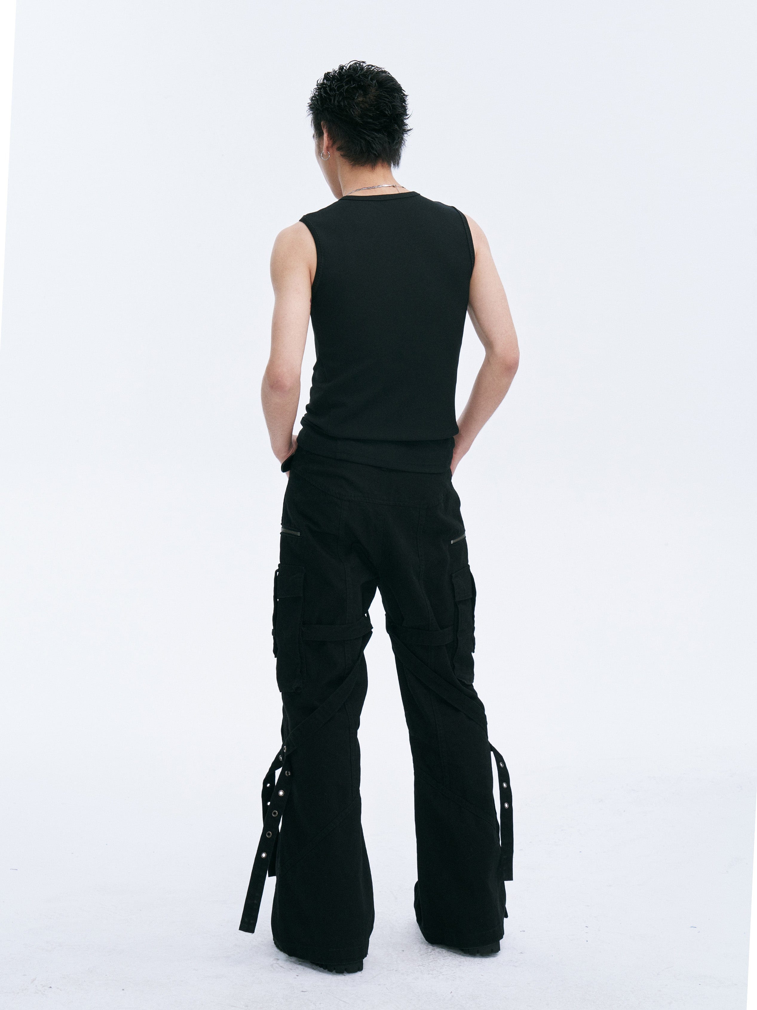 CATSSTAC Strap-Wrapped Spliced Cargo Pants, premium urban and streetwear designers apparel on PROJECTISR.com, CATSSTAC