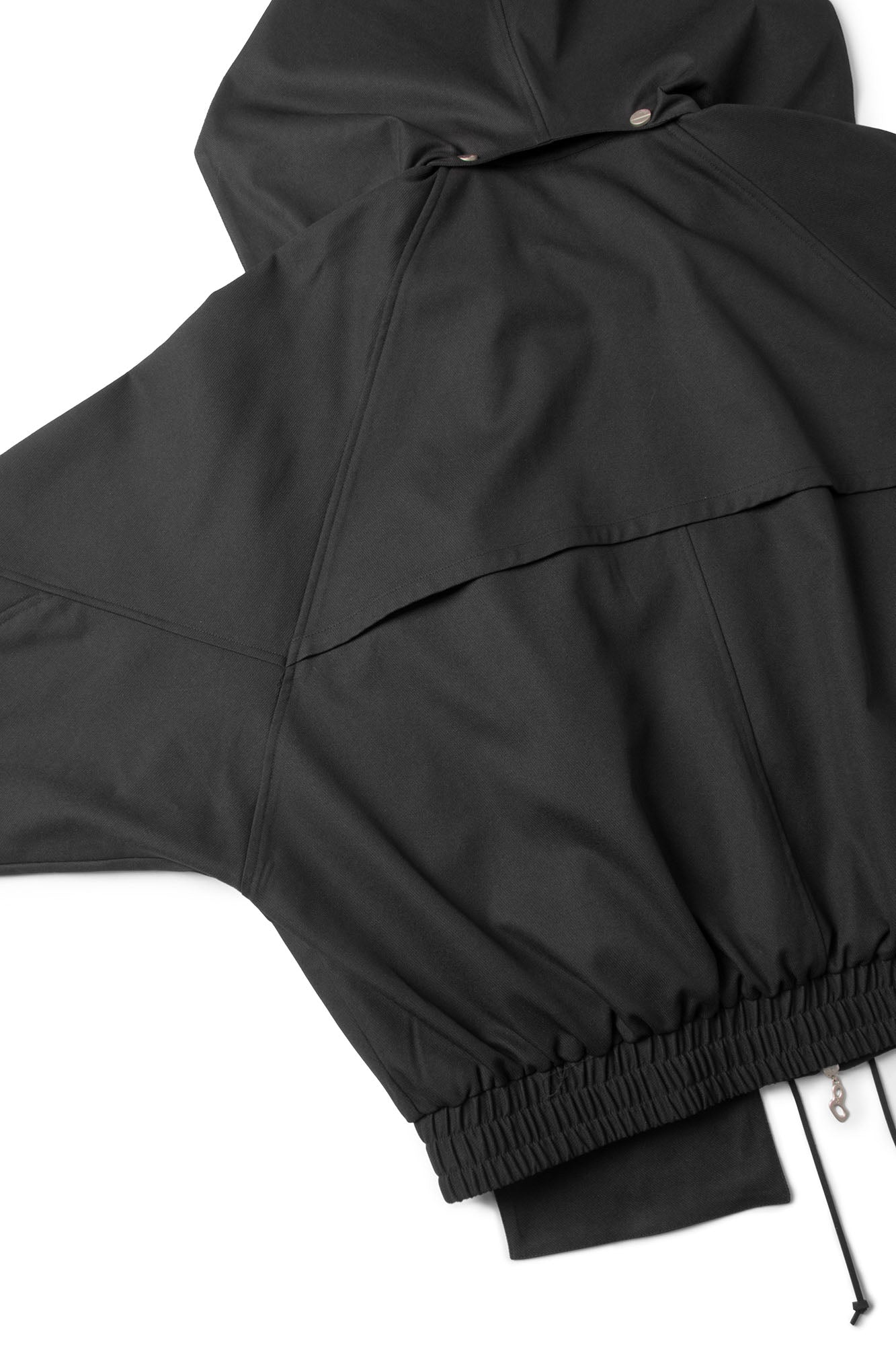 RELABEL Detachable Hood Batwing Sleeve Jacket Black