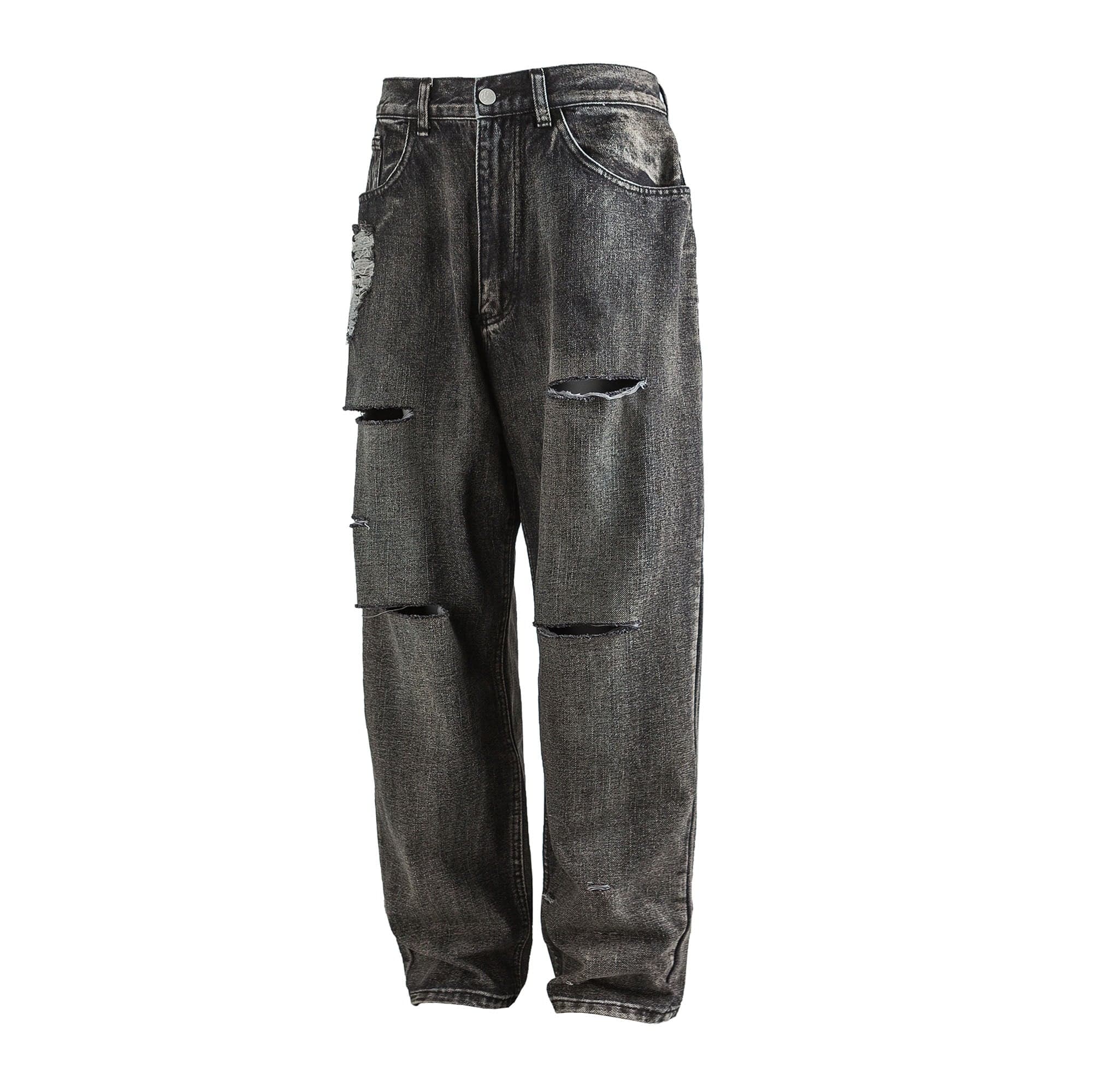 ME DA IGUAL Ripped Distressed Washed Straight-Leg Jeans, premium urban and streetwear designers apparel on PROJECTISR.com, ME DA IGUAL