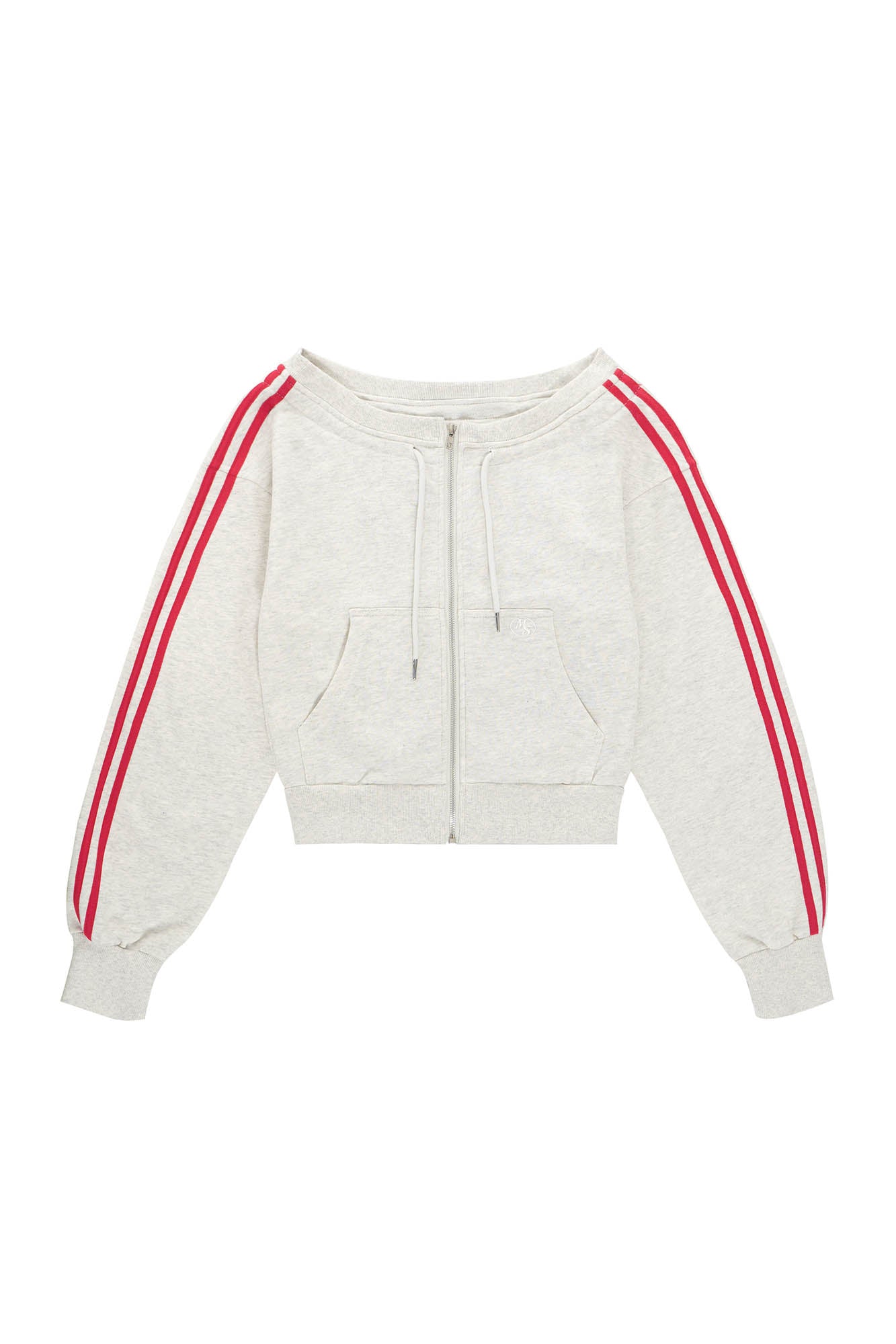 CLP Off-Shoulder Striped Zip-Up Cropped Sweatshirt, premium urban and streetwear designers apparel on PROJECTISR.com, CLP