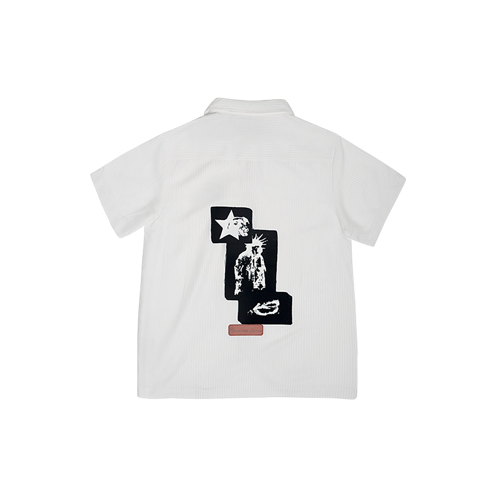 RECOVER ZONE Striped Punk Patch Half Shirt