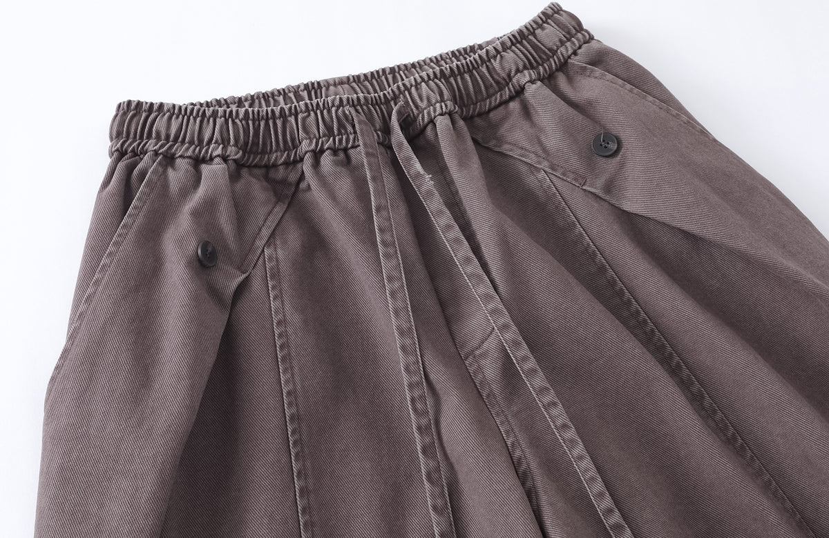 BOTANICA Washed Pleated Wide-Leg Pants
