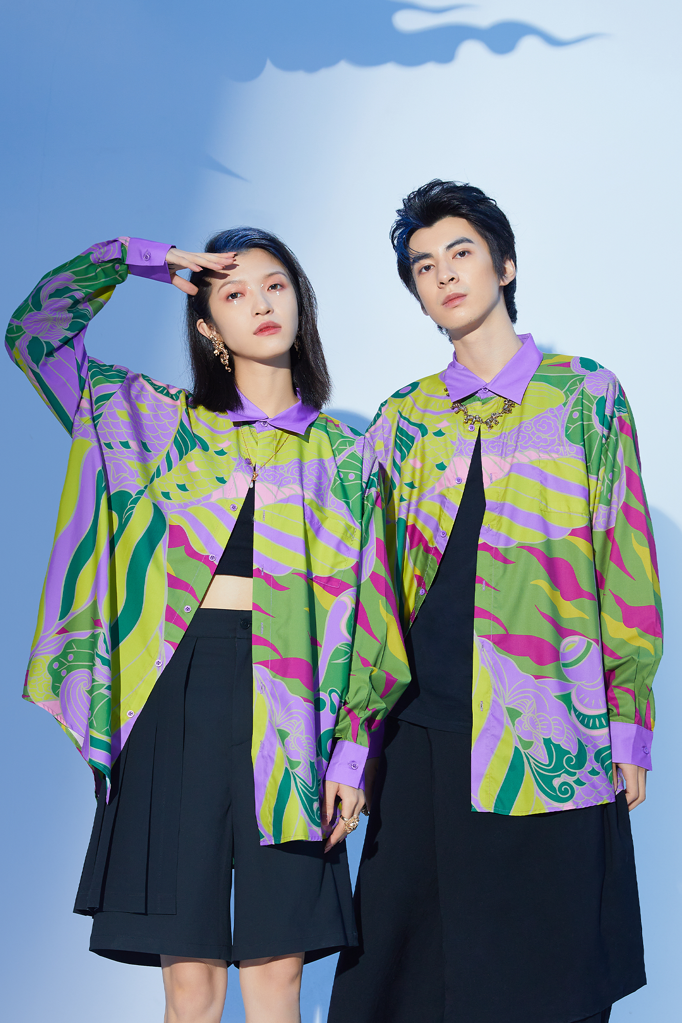 MASH UP ASIA Abstract Botanical Graphic Shirt, premium urban and streetwear designers apparel on PROJECTISR.com, MASH UP ASIA