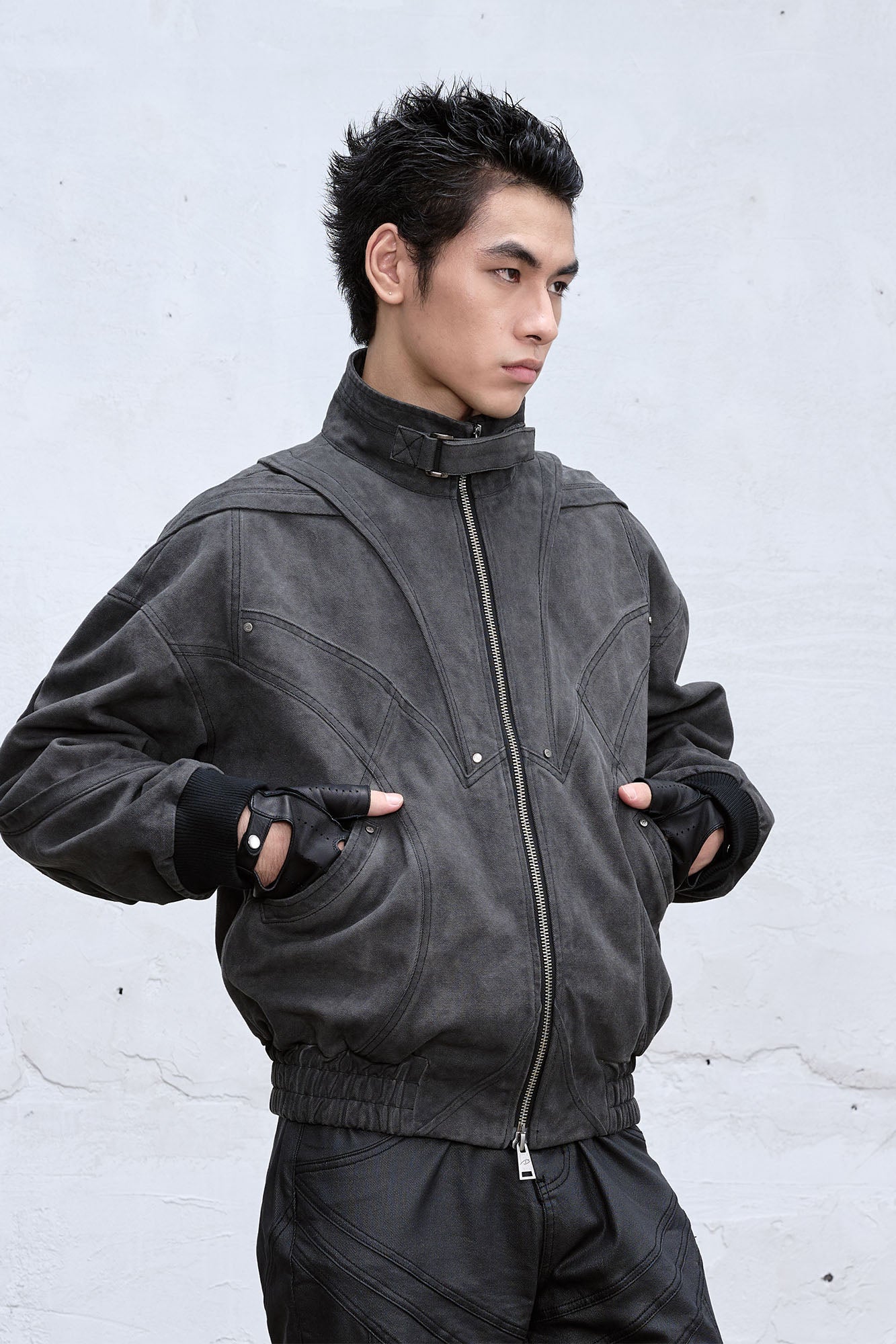 CATSSTAC Deconstructed Faded Wash Dual-Zipper Jacket, premium urban and streetwear designers apparel on PROJECTISR.com, CATSSTAC