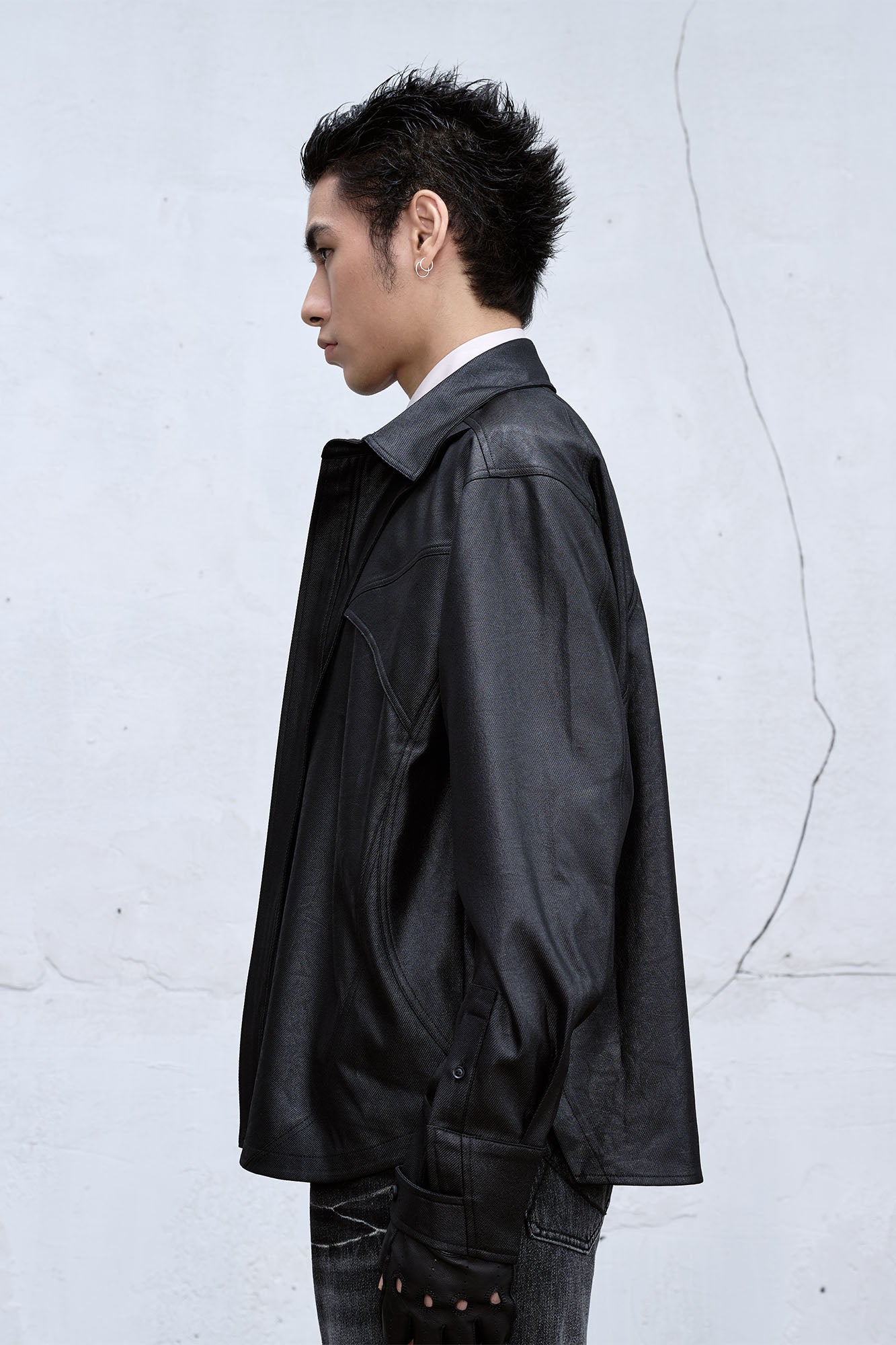 CATSSTAC Waxed Faux Leather Panel Jacket, premium urban and streetwear designers apparel on PROJECTISR.com, CATSSTAC