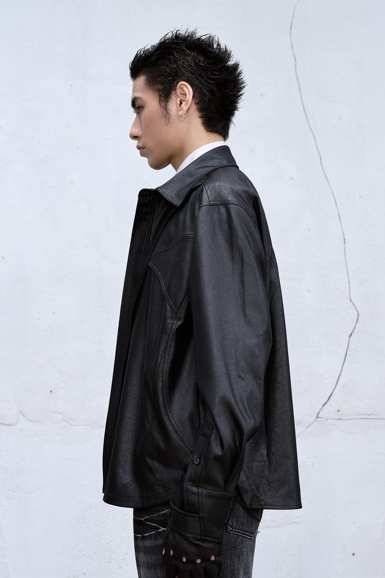 CATSSTAC Waxed Faux Leather Panel Jacket, premium urban and streetwear designers apparel on PROJECTISR.com, CATSSTAC