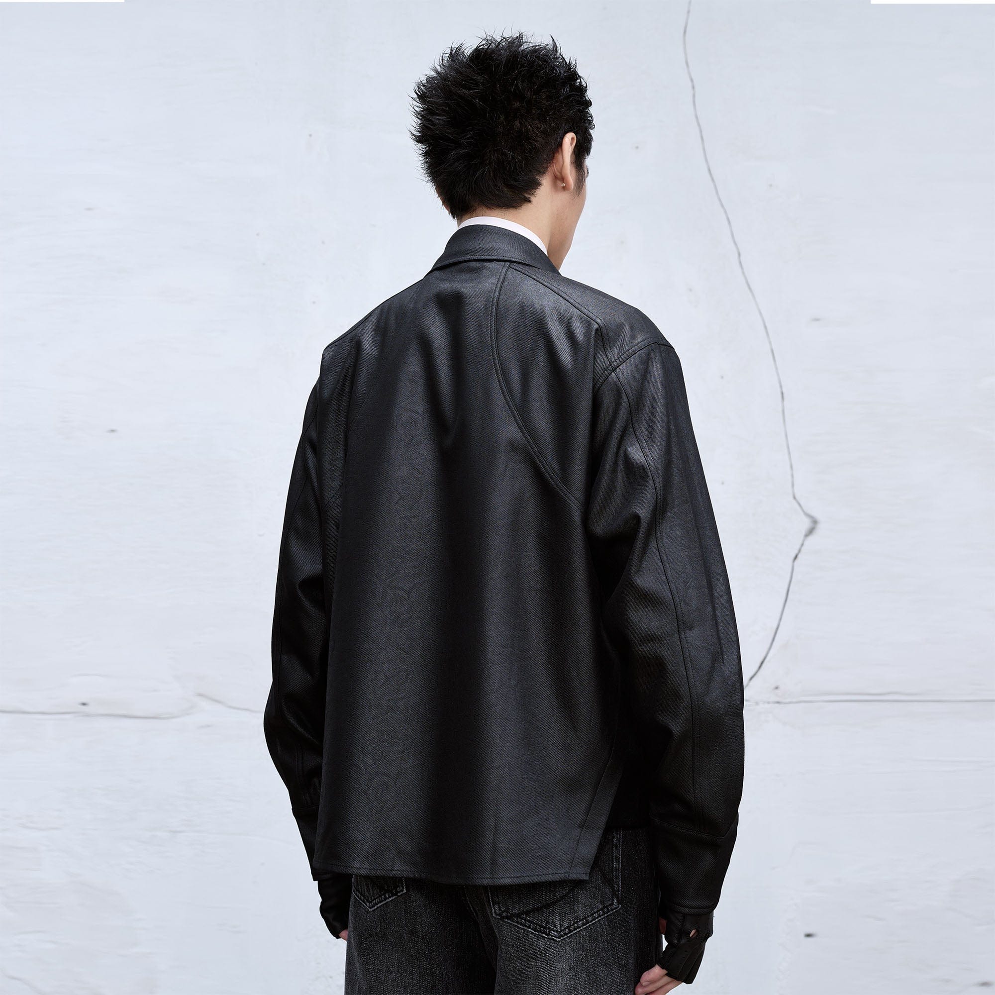 CATSSTAC Waxed Faux Leather Panel Jacket, premium urban and streetwear designers apparel on PROJECTISR.com, CATSSTAC
