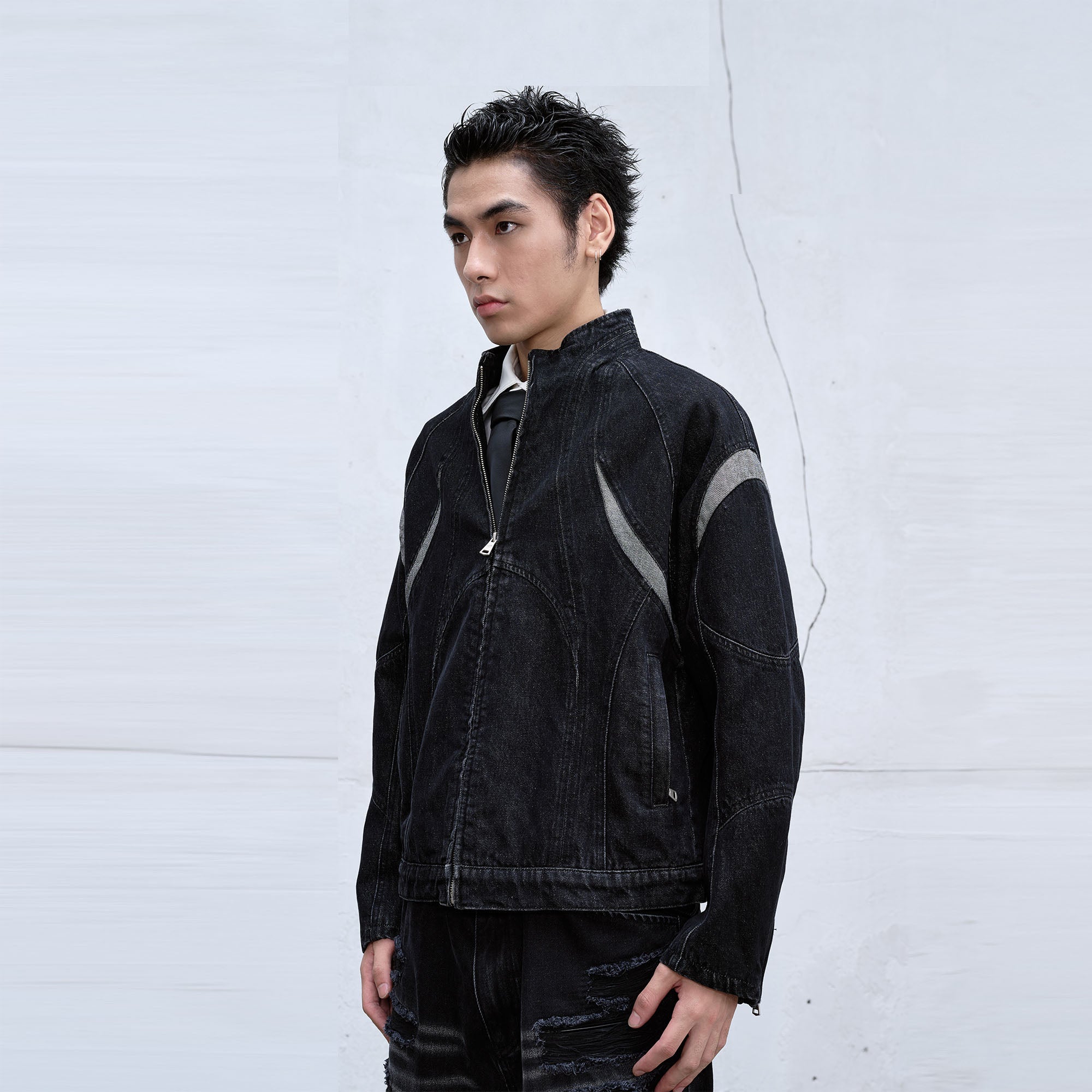 CATSSTAC Contrast Panel Denim Jacket, premium urban and streetwear designers apparel on PROJECTISR.com, CATSSTAC