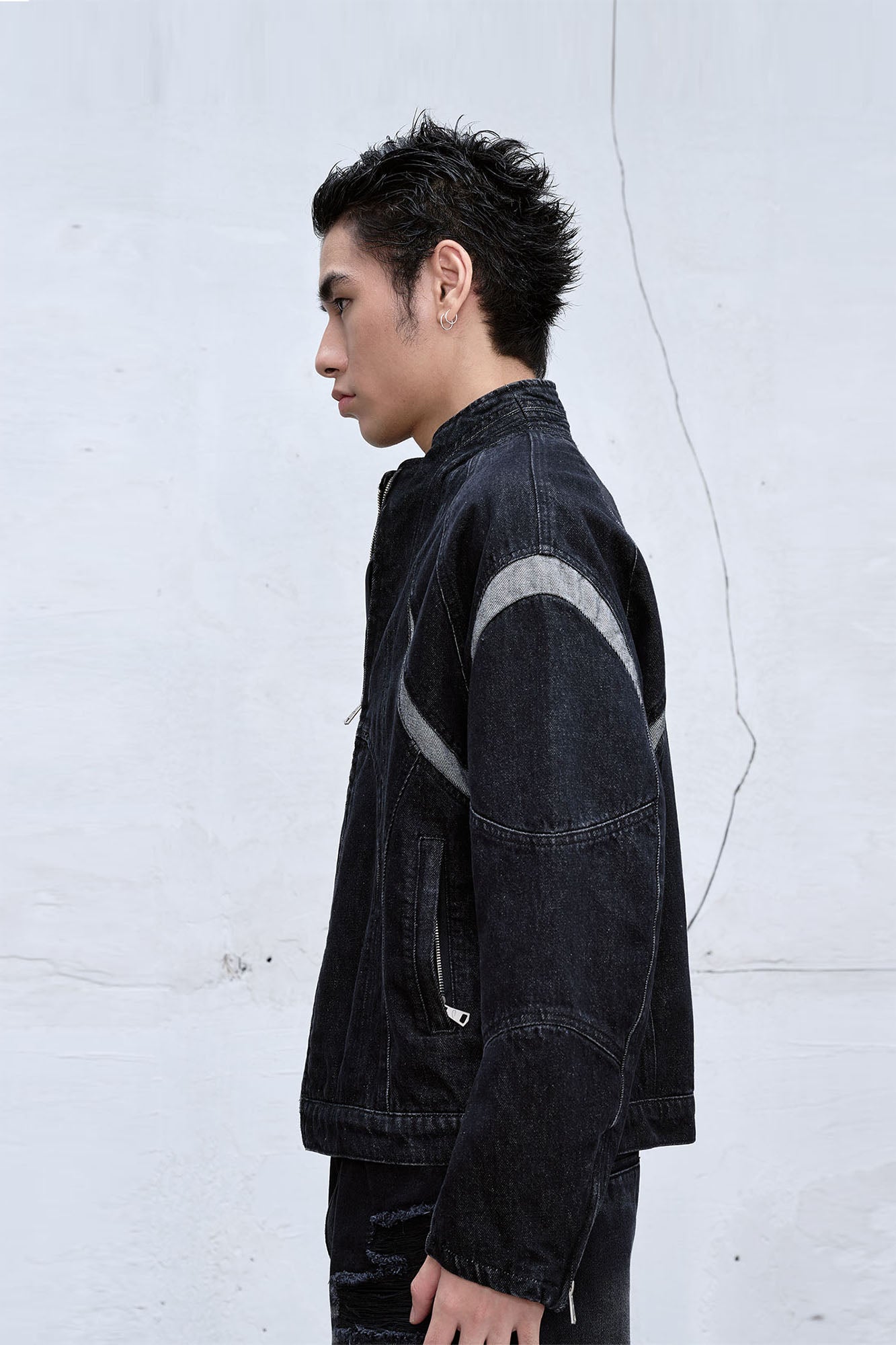 CATSSTAC Contrast Panel Denim Jacket, premium urban and streetwear designers apparel on PROJECTISR.com, CATSSTAC