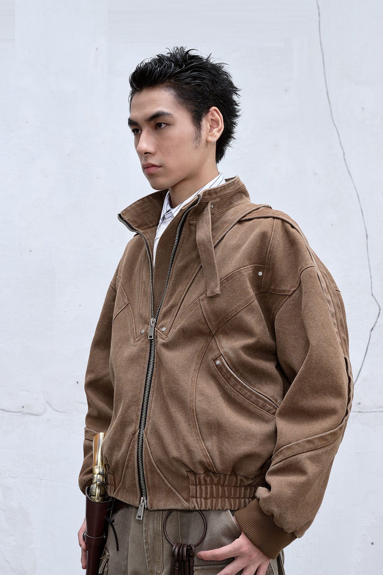 CATSSTAC Deconstructed Faded Wash Dual-Zipper Jacket, premium urban and streetwear designers apparel on PROJECTISR.com, CATSSTAC