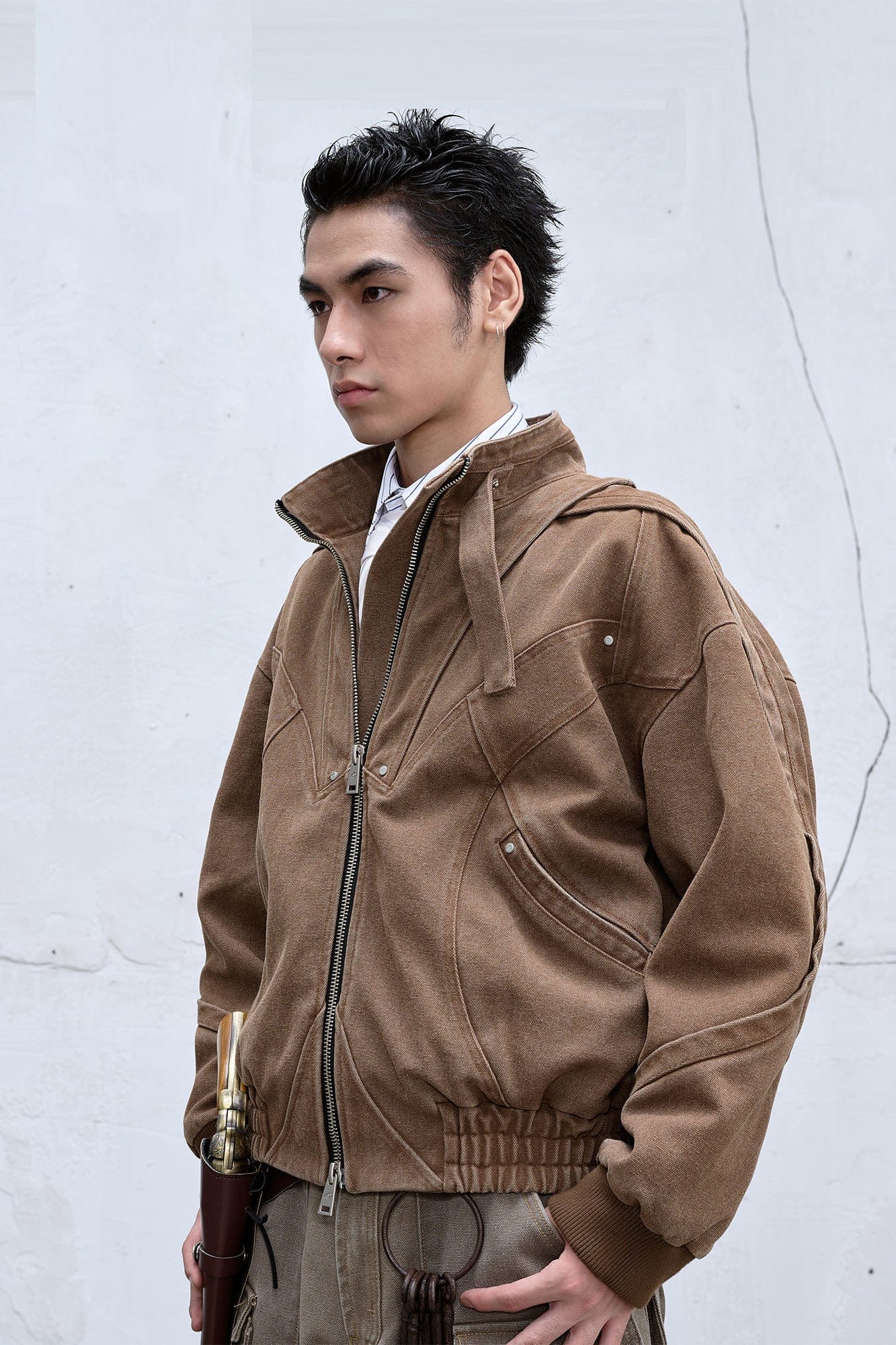 CATSSTAC Deconstructed Faded Wash Dual-Zipper Jacket, premium urban and streetwear designers apparel on PROJECTISR.com, CATSSTAC