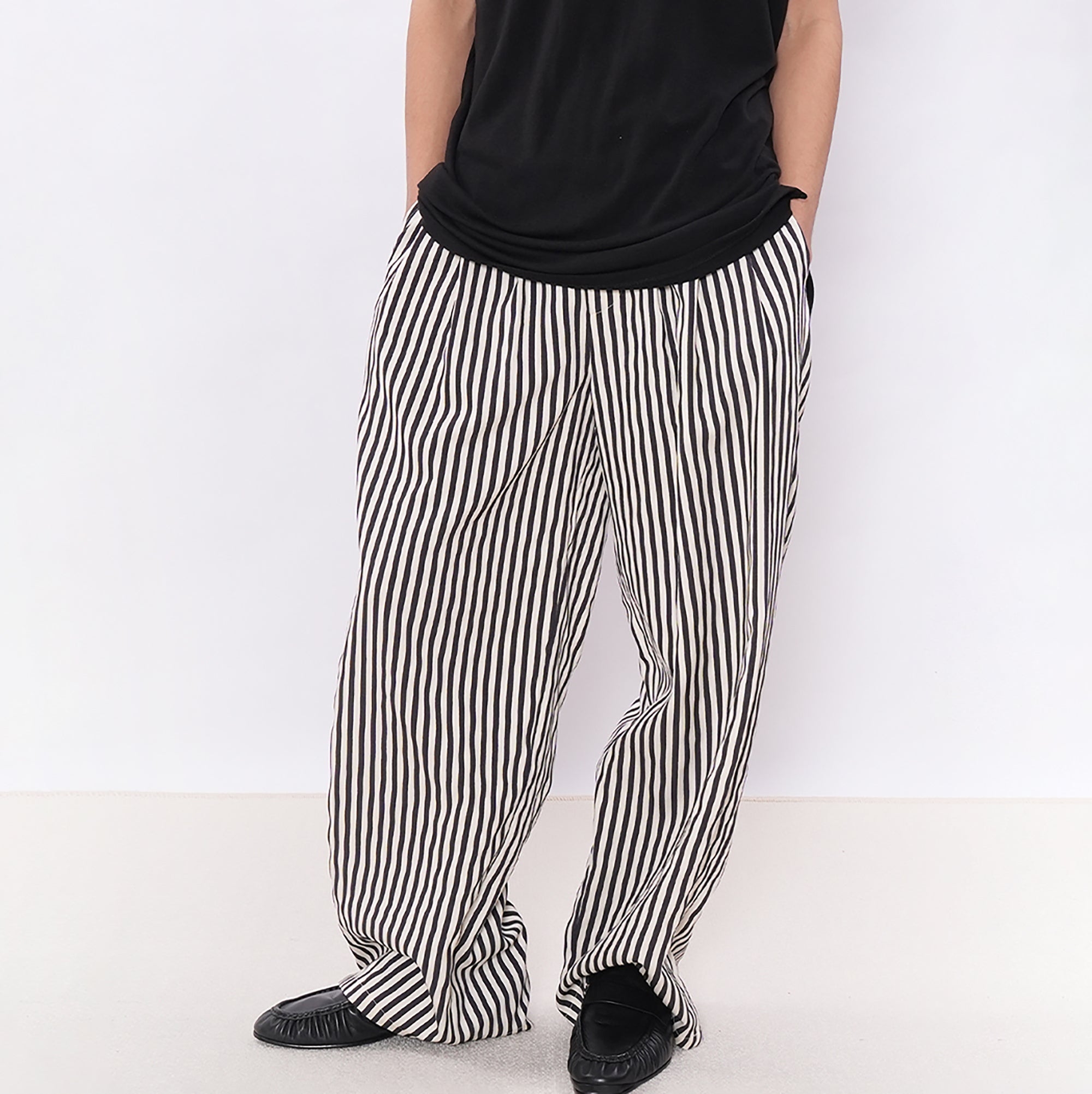 7440 37 1 Retro Contrast-Stripe Pleat Pants, premium urban and streetwear designers apparel on PROJECTISR.com, 7440 37 1