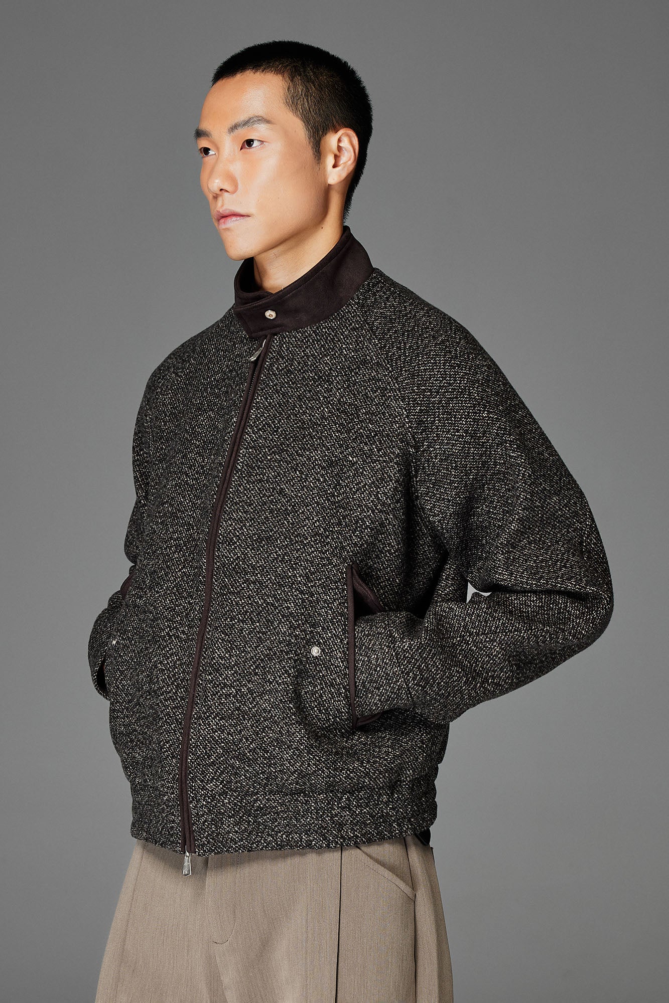 CATSSTAC Wool-Blend Tweed Embroidered Zip Jacket