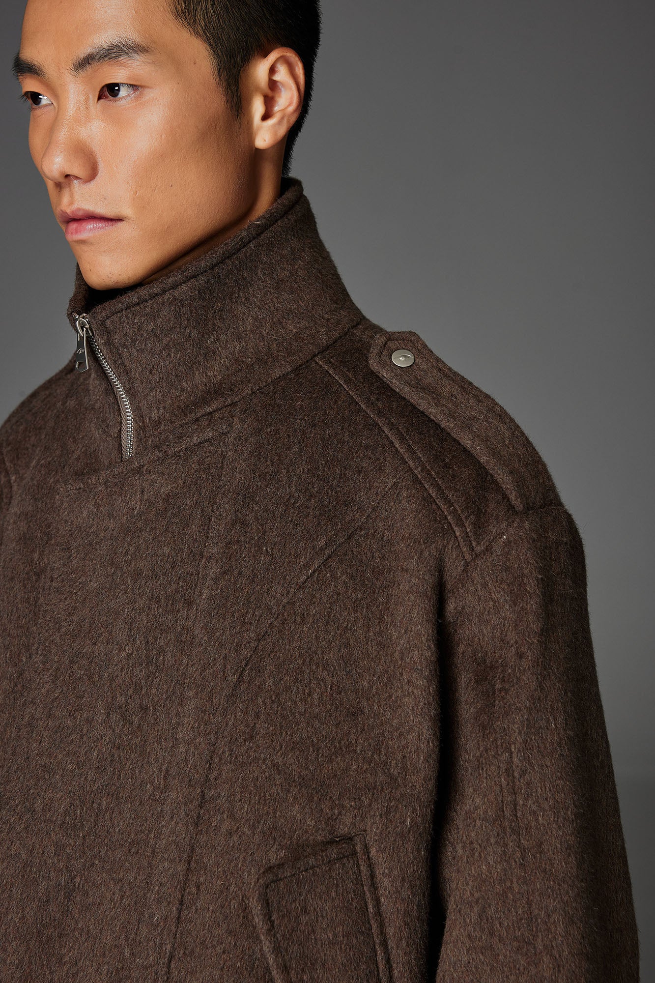 CATSSTAC Asymmetric Placket Flap Pockets Jacket