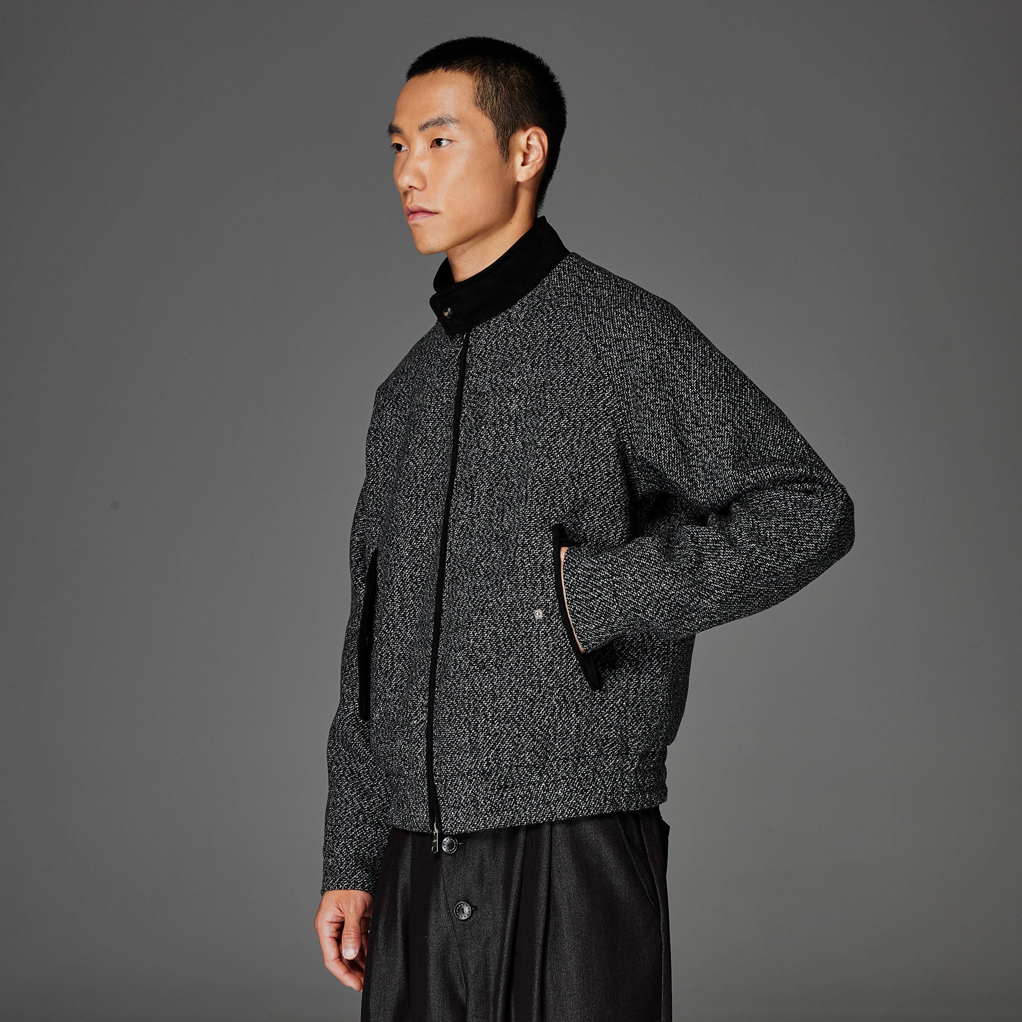 CATSSTAC Wool-Blend Tweed Embroidered Zip Jacket