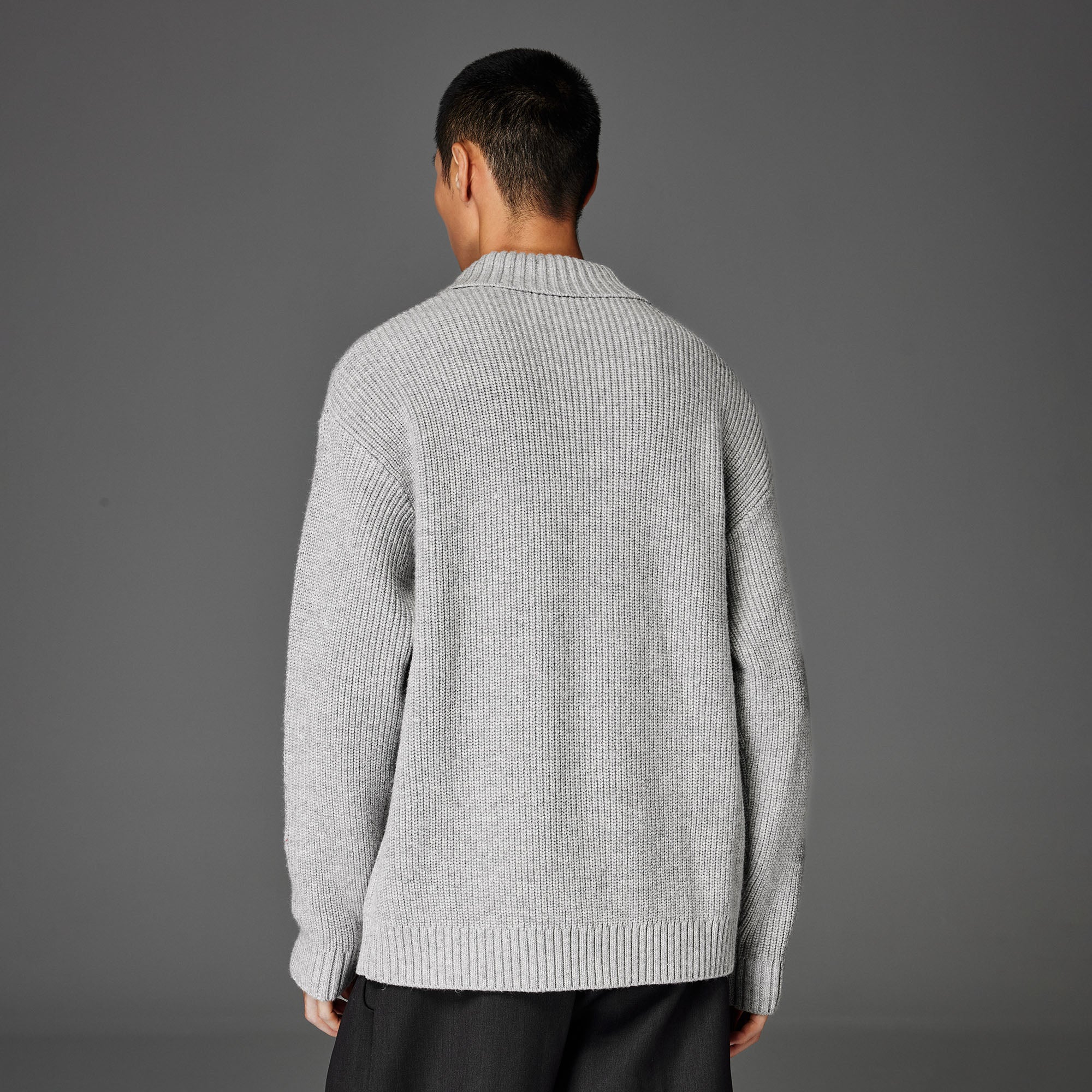 CATSSTAC Wool-Blend Shawl-Collar Cable Knit Sweater