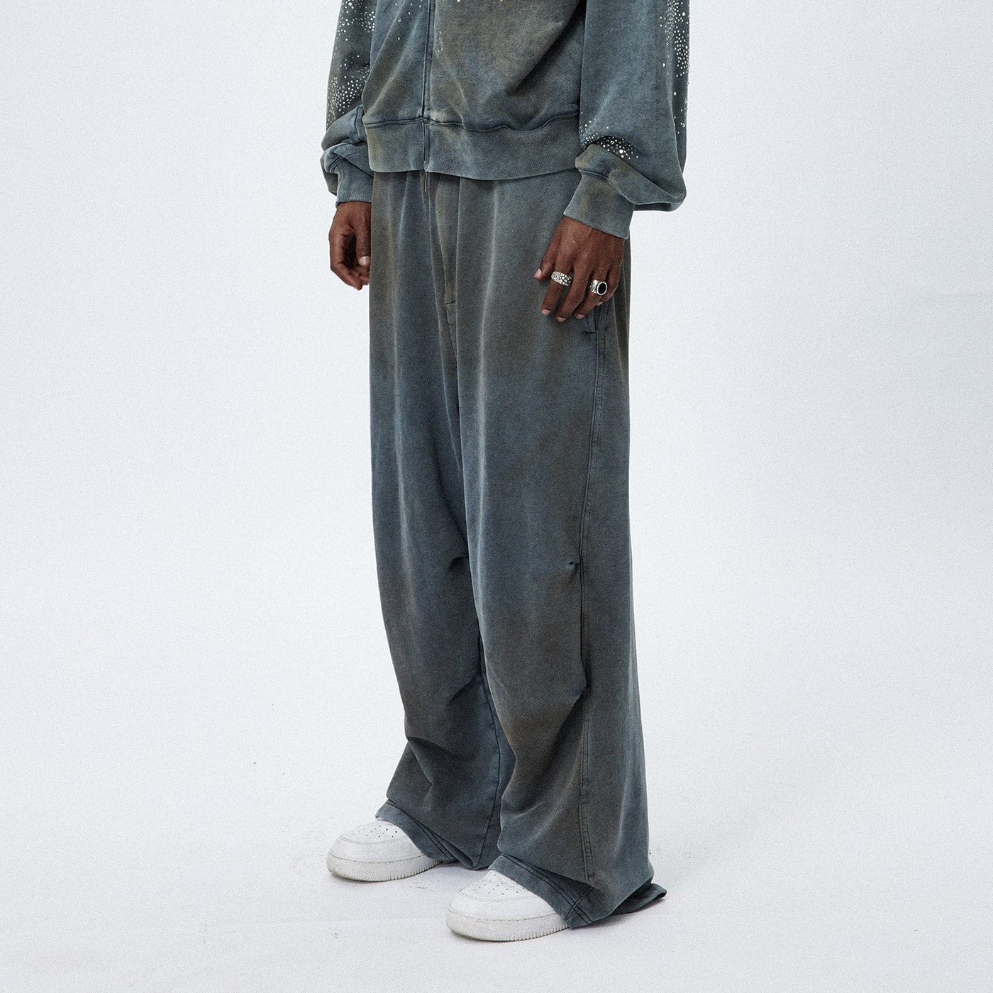 DND4DES Distressed Crinkled Baggy Sweatpants, premium urban and streetwear designers apparel on PROJECTISR.com, DND4DES