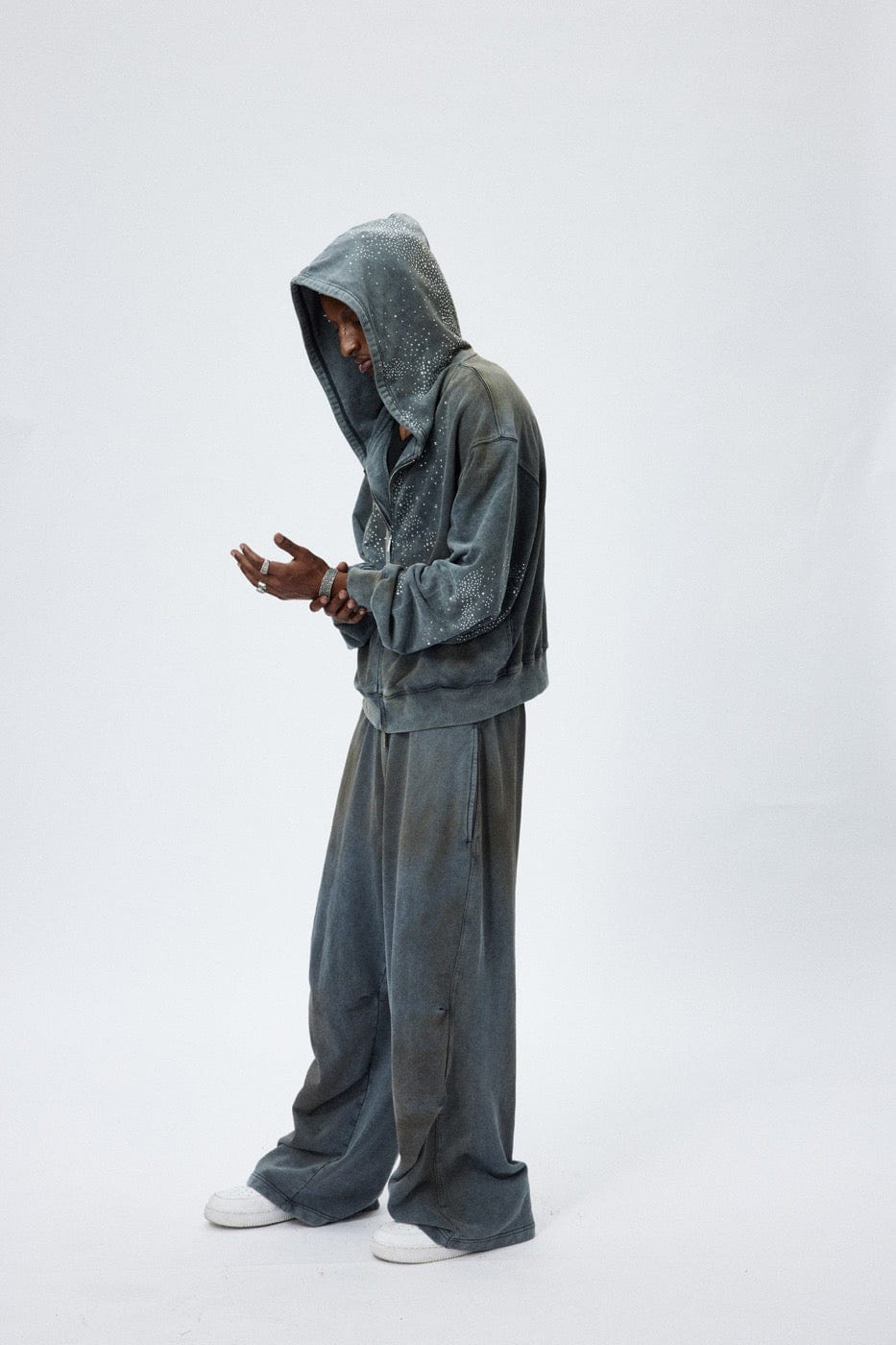 DND4DES Diamond Distressed Zip-Up Hoodie, premium urban and streetwear designers apparel on PROJECTISR.com, DND4DES