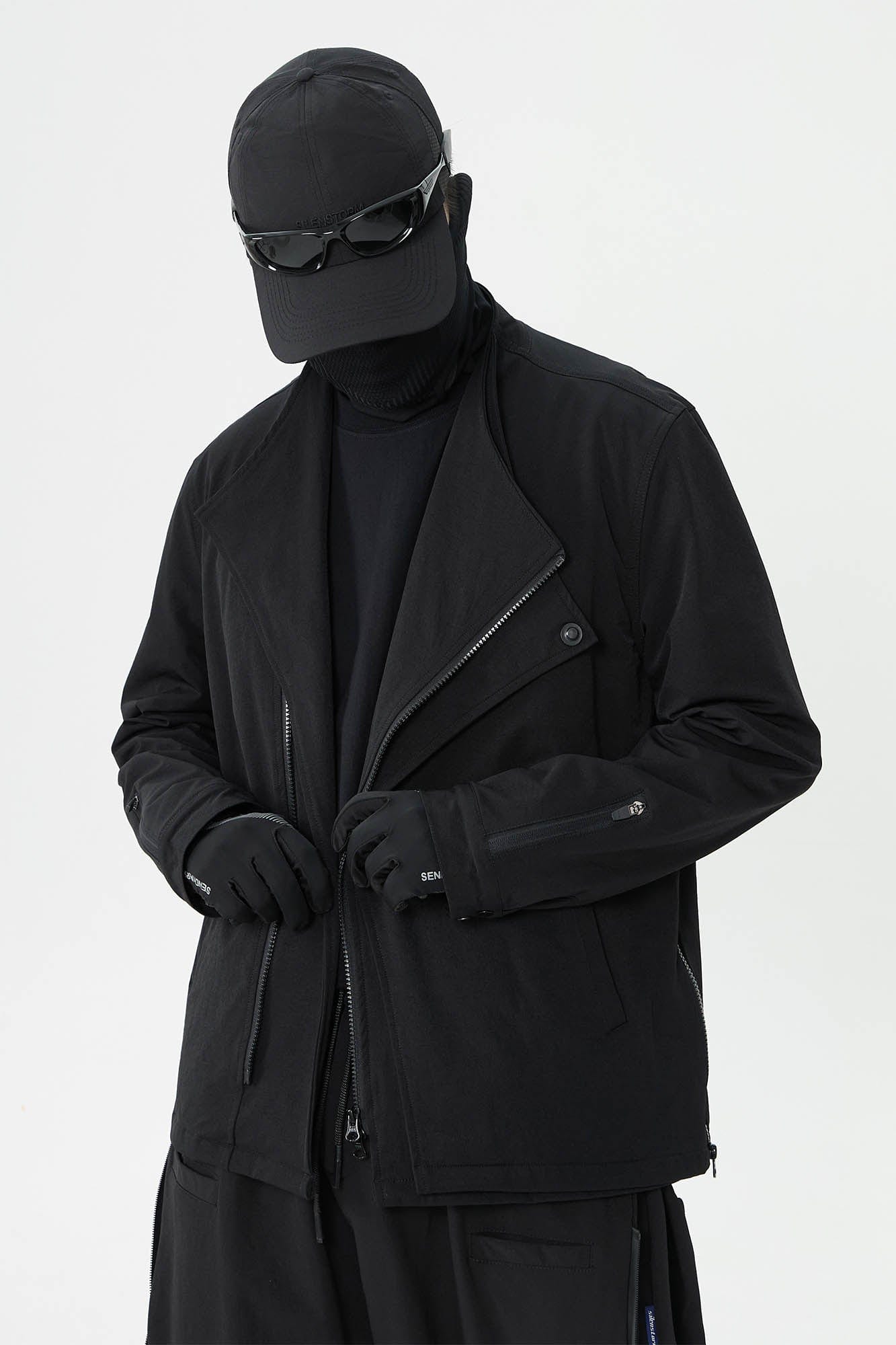 SILENSTORM Asymmetrical Double-Lapel Zipper Blazer Jacket, premium urban and streetwear designers apparel on PROJECTISR.com, SILENSTORM