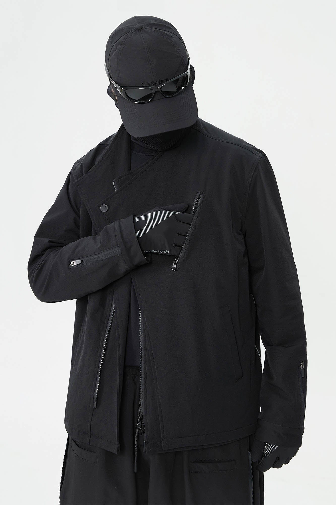 SILENSTORM Asymmetrical Double-Lapel Zipper Blazer Jacket, premium urban and streetwear designers apparel on PROJECTISR.com, SILENSTORM