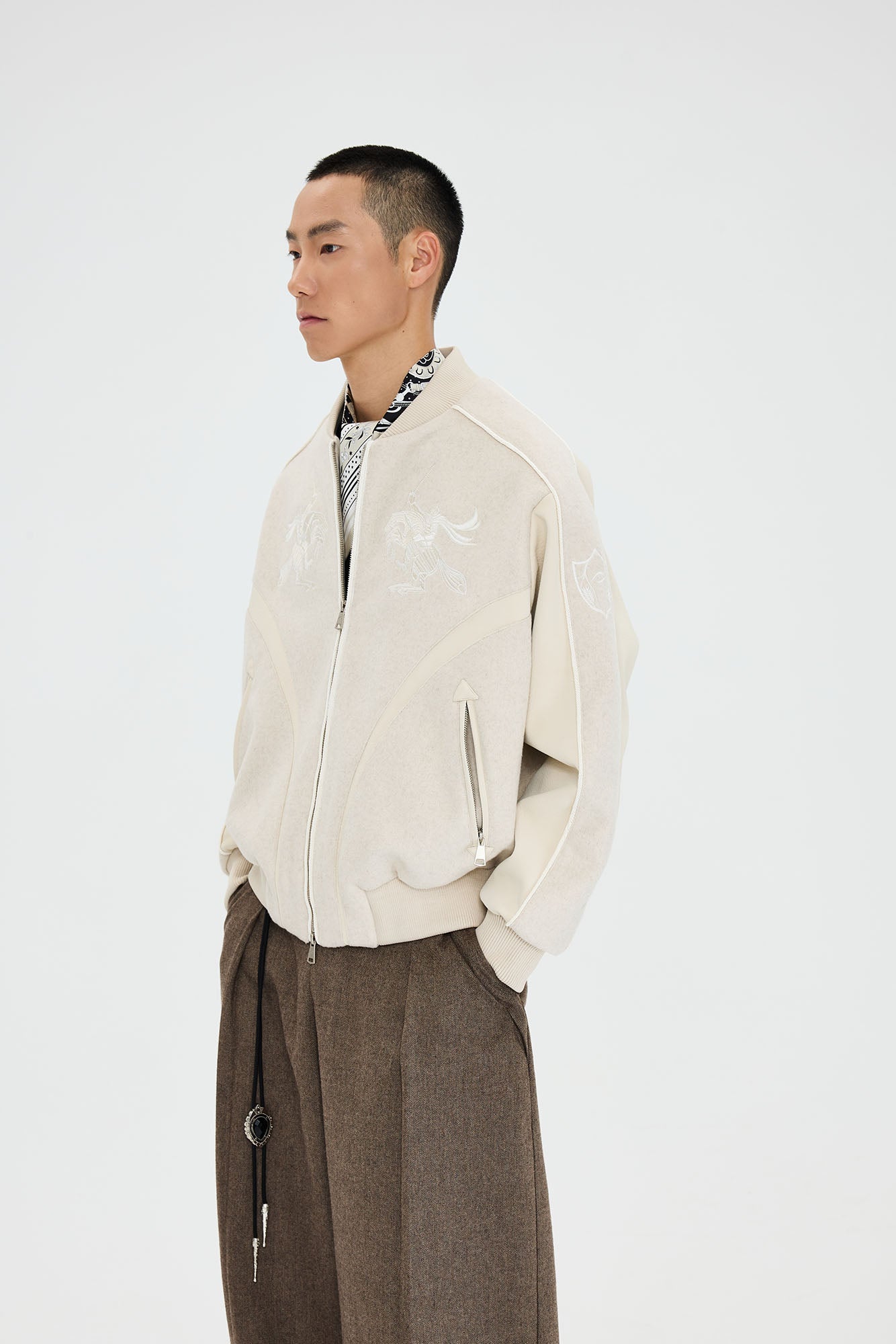 CATSSTAC Warrior Embroidered Panel Bomber Jacket, premium urban and streetwear designers apparel on PROJECTISR.com, CATSSTAC
