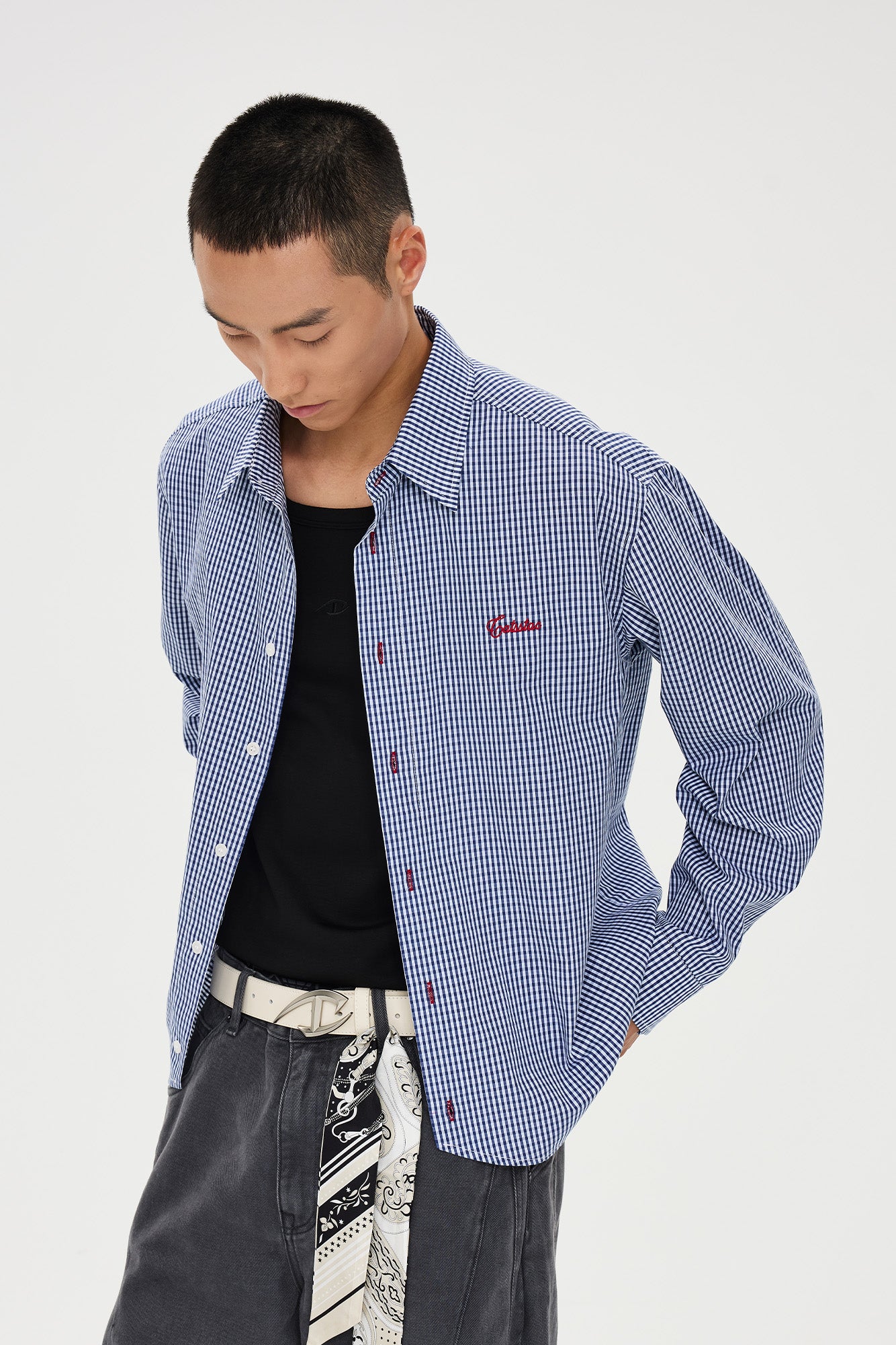 CATSSTAC Essential Gingham Embroidered Shirt, premium urban and streetwear designers apparel on PROJECTISR.com, CATSSTAC