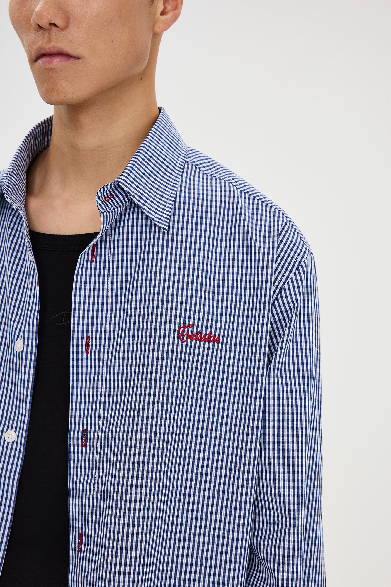CATSSTAC Essential Gingham Embroidered Shirt, premium urban and streetwear designers apparel on PROJECTISR.com, CATSSTAC