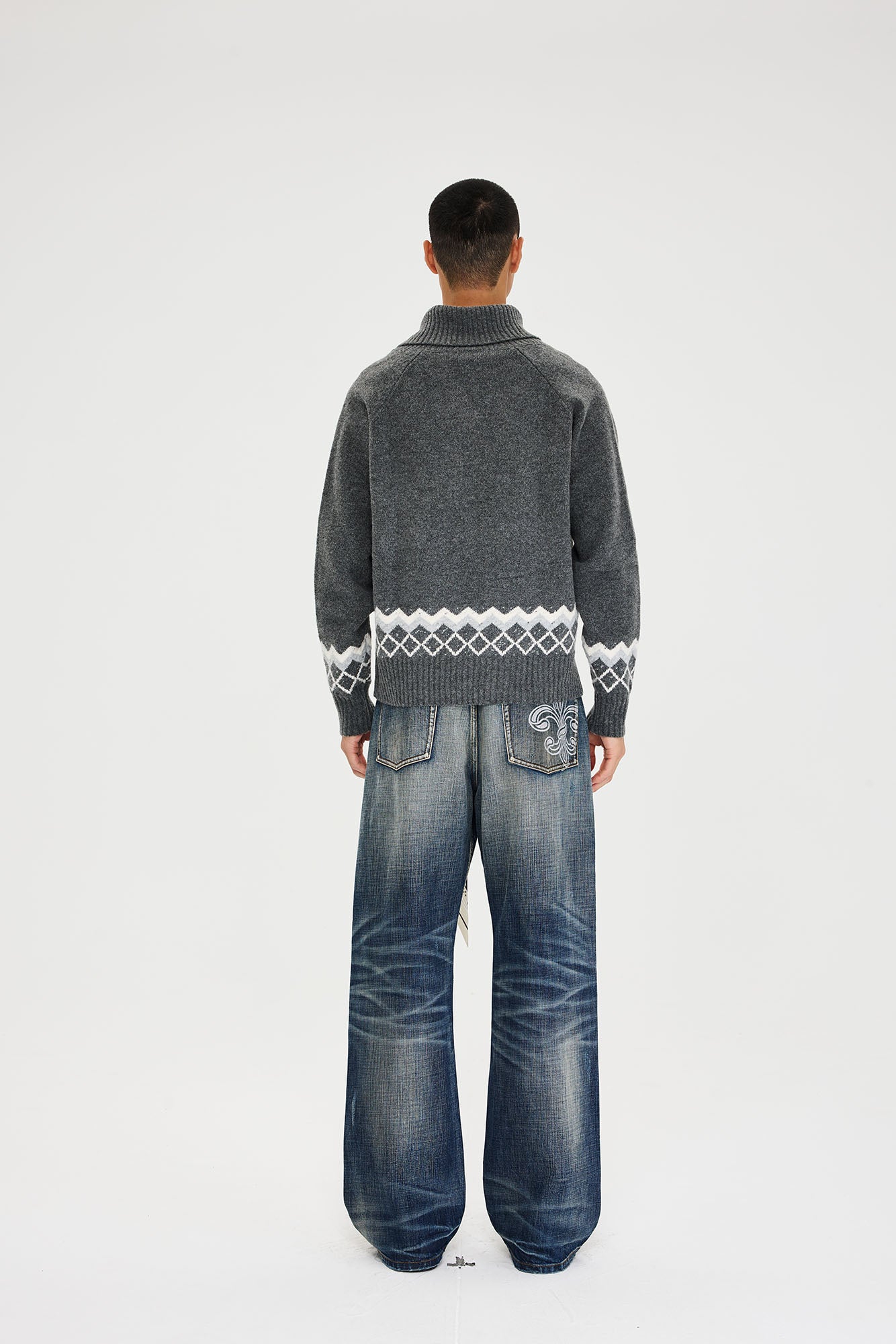 CATSSTAC Floral Embroidered Washed Straight-Leg Jeans, premium urban and streetwear designers apparel on PROJECTISR.com, CATSSTAC