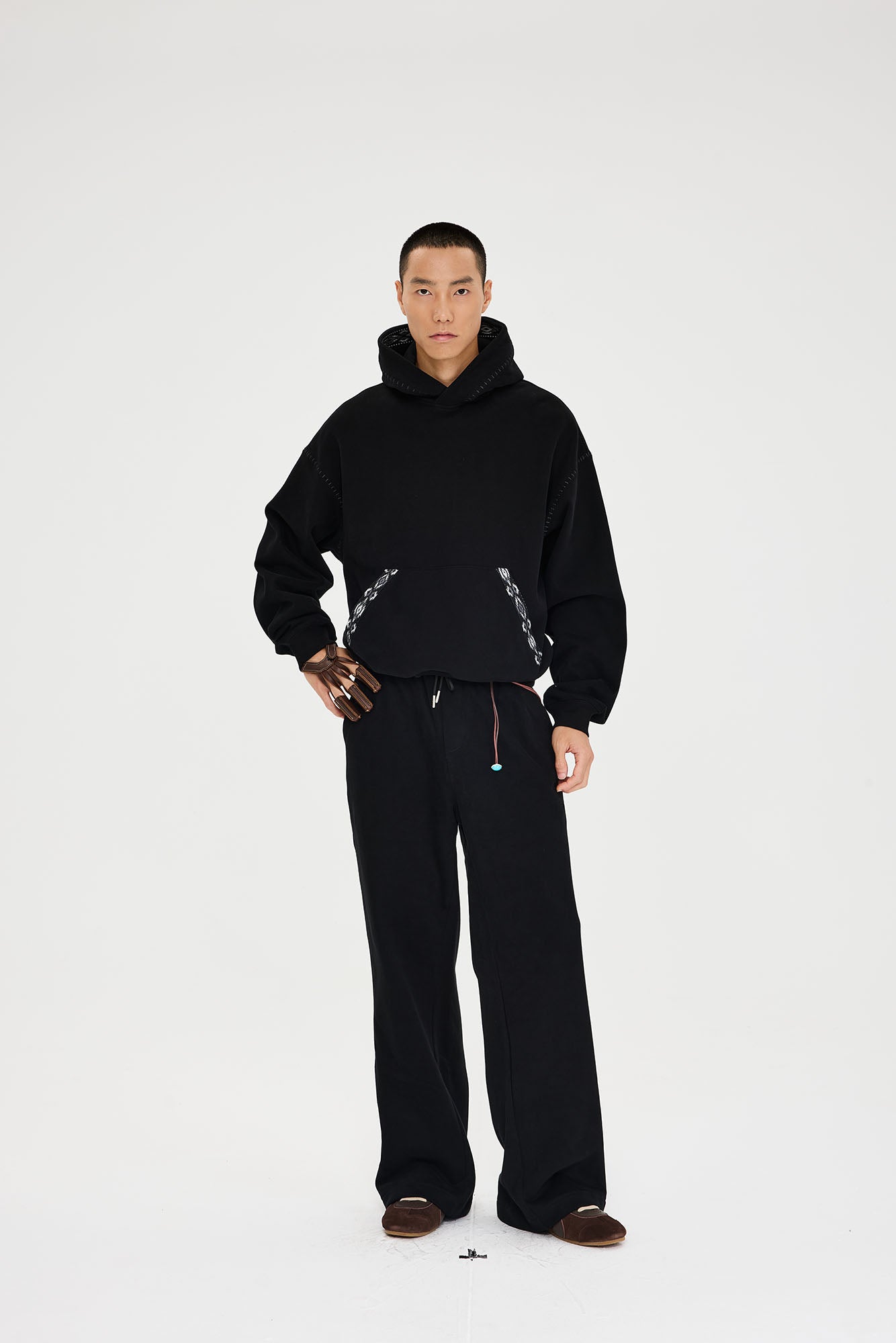 CATSSTAC Totem-Trimmed Kangaroo Pocket Hoodie, premium urban and streetwear designers apparel on PROJECTISR.com, CATSSTAC