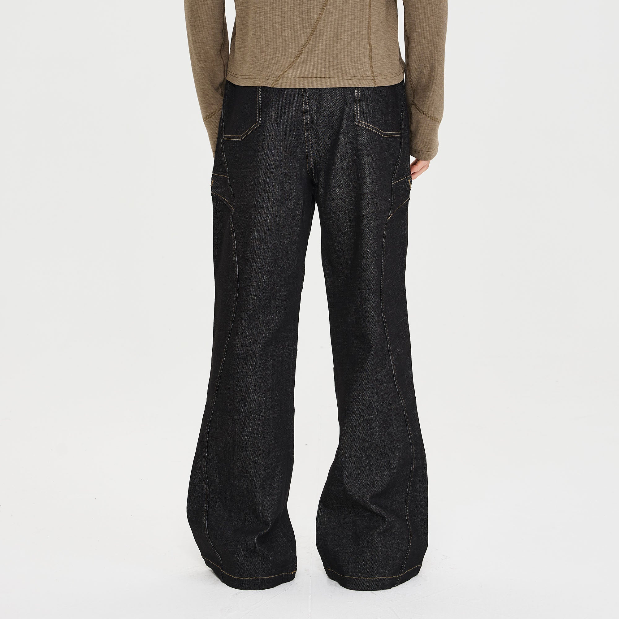 CATSSTAC Retro Curved Seam Panel Raw Jeans, premium urban and streetwear designers apparel on PROJECTISR.com, CATSSTAC