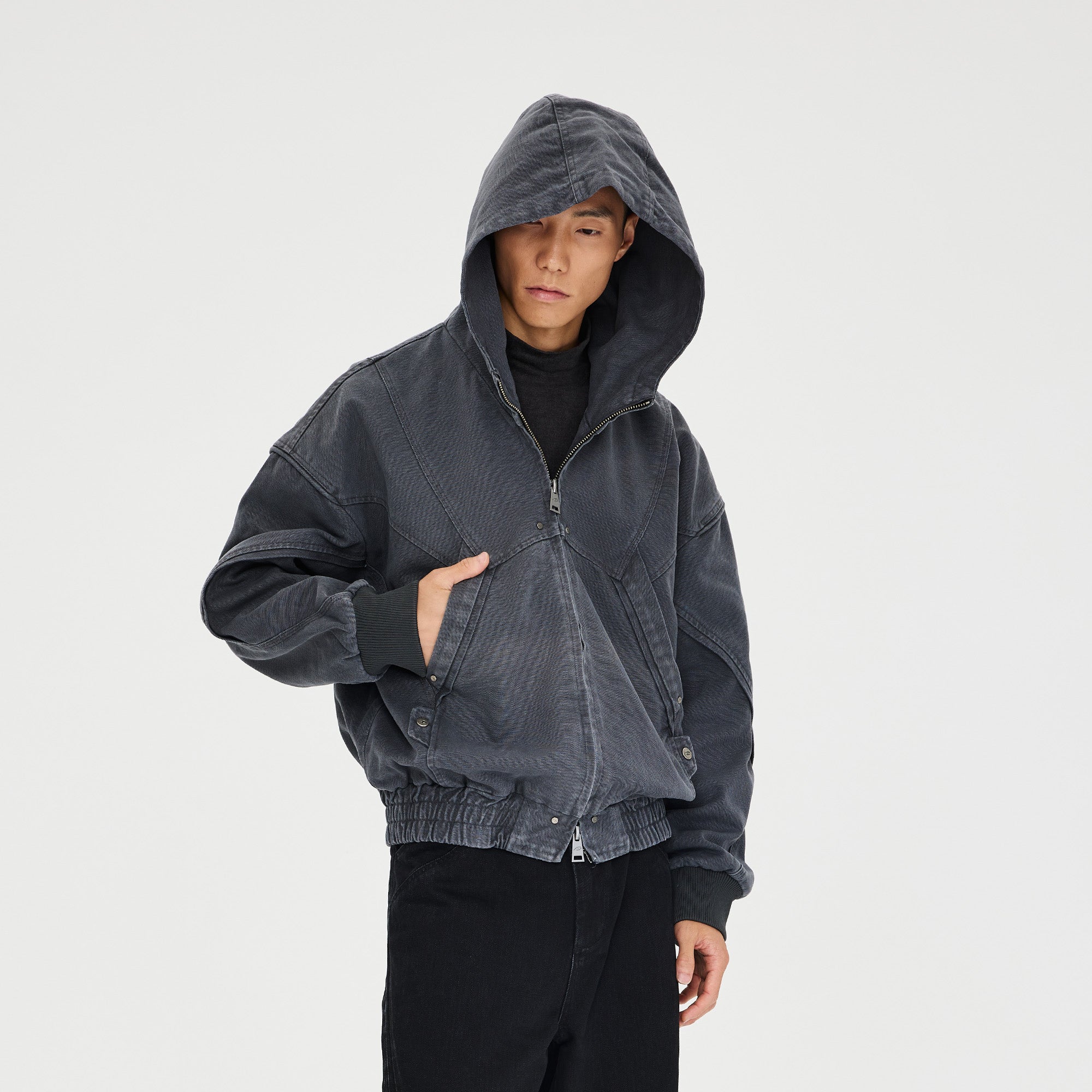 CATSSTAC Structured Panel Studded Hooded Jacket, premium urban and streetwear designers apparel on PROJECTISR.com, CATSSTAC