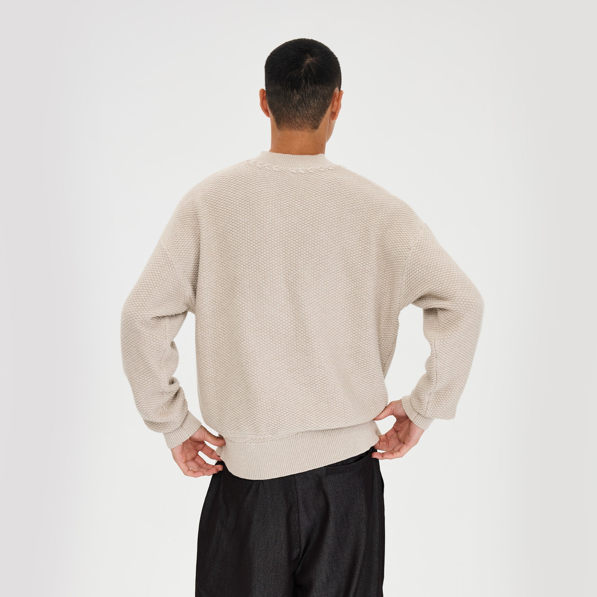 CATSSTAC Wheat-Weave V-Neck Oversized Sweater, premium urban and streetwear designers apparel on PROJECTISR.com, CATSSTAC