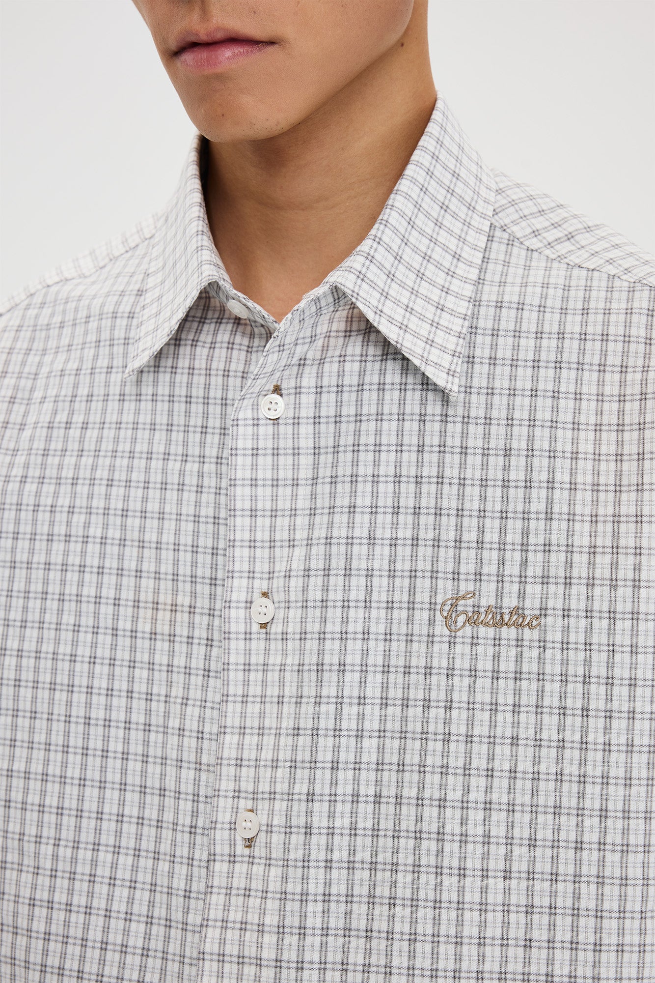 CATSSTAC Essential Gingham Embroidered Shirt, premium urban and streetwear designers apparel on PROJECTISR.com, CATSSTAC