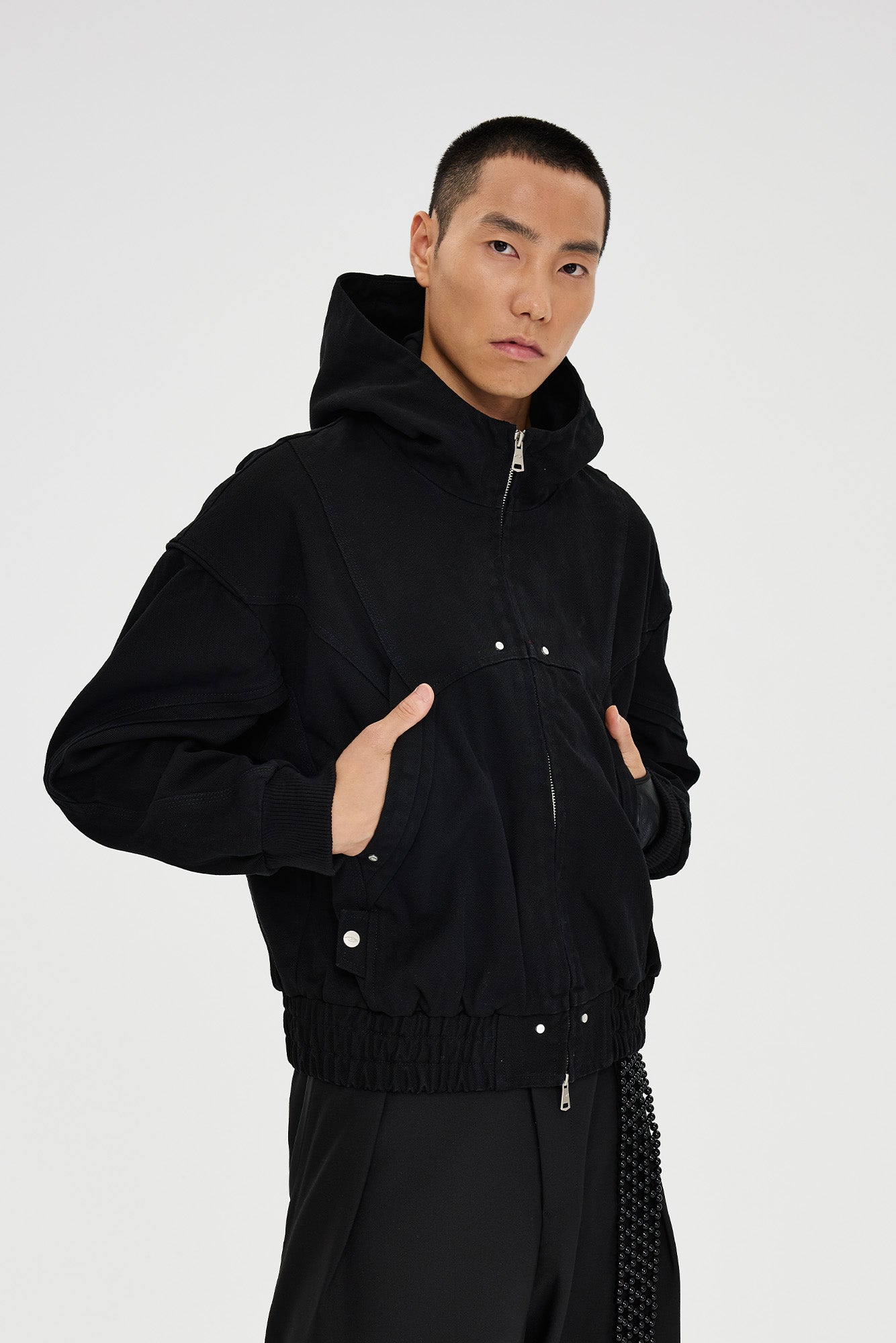 CATSSTAC Structured Panel Studded Hooded Jacket, premium urban and streetwear designers apparel on PROJECTISR.com, CATSSTAC